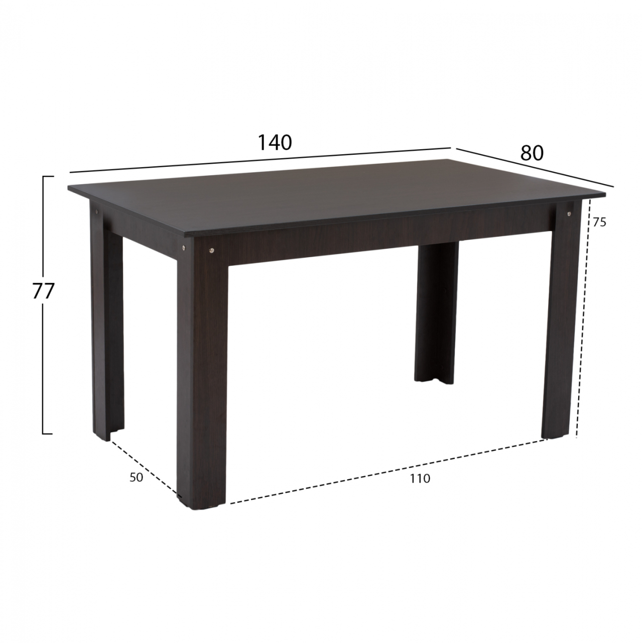 KITCHEN TABLE KELVIN, WENGE, ΗΜ2429.02 140x80x77 cm. [2]