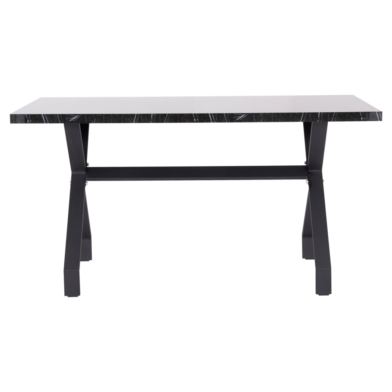 KITCHEN TABLE LANA HM18221.02 MELAMINE IN BLACK MARBLE LOOK-BLACK METAL LEGS 140x70x72.5Hcm. [3]
