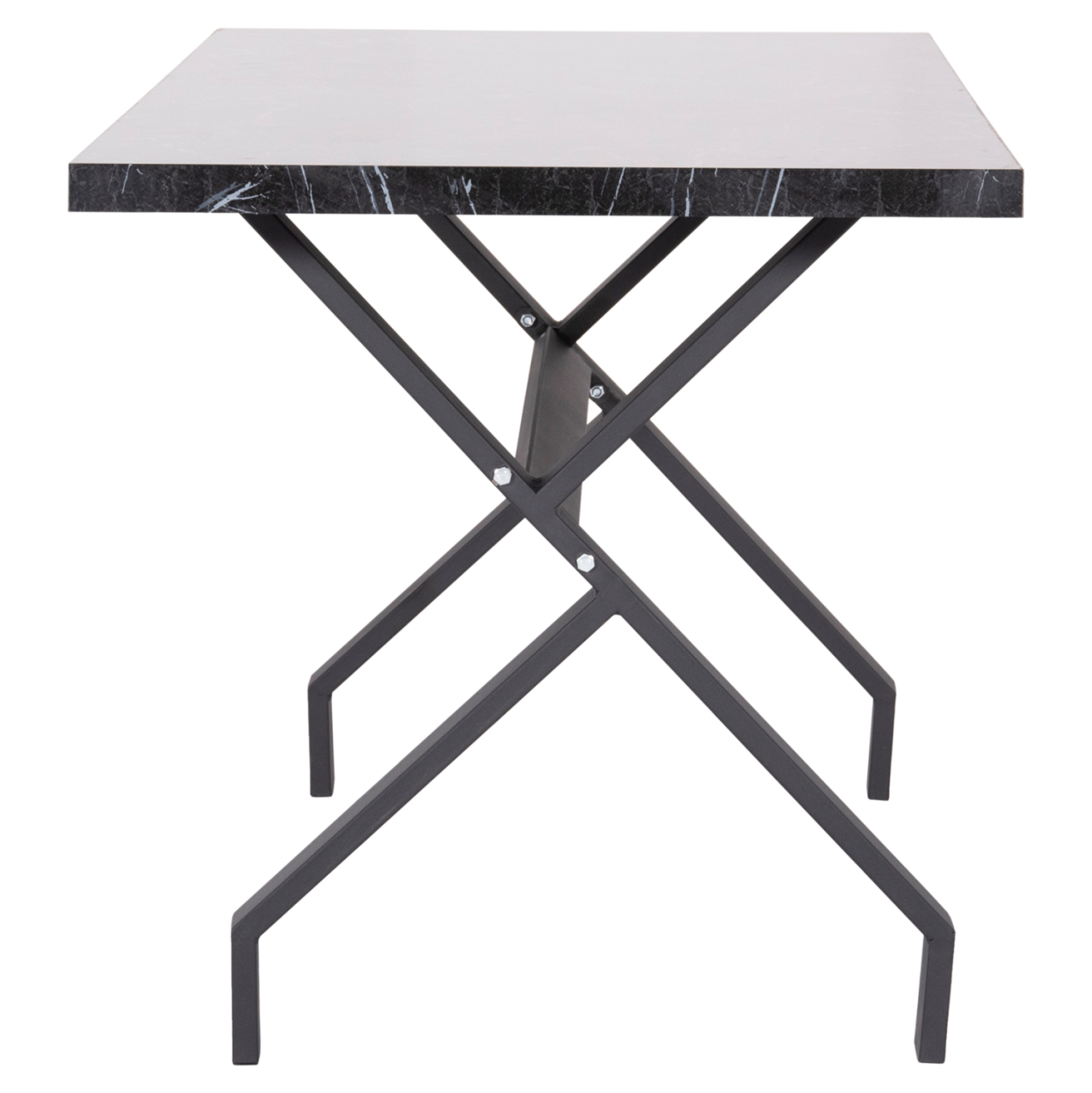 KITCHEN TABLE LANA HM18221.02 MELAMINE IN BLACK MARBLE LOOK-BLACK METAL LEGS 140x70x72.5Hcm. [4]