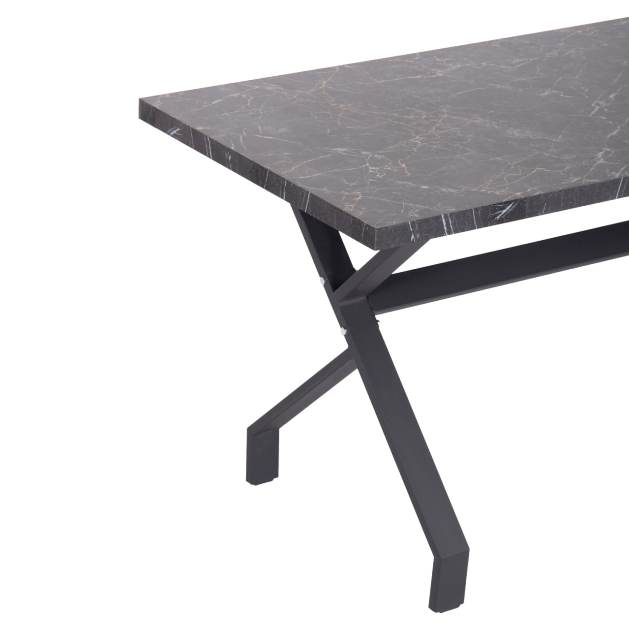 KITCHEN TABLE LANA HM18221.02 MELAMINE IN BLACK MARBLE LOOK-BLACK METAL LEGS 140x70x72.5Hcm. [5]