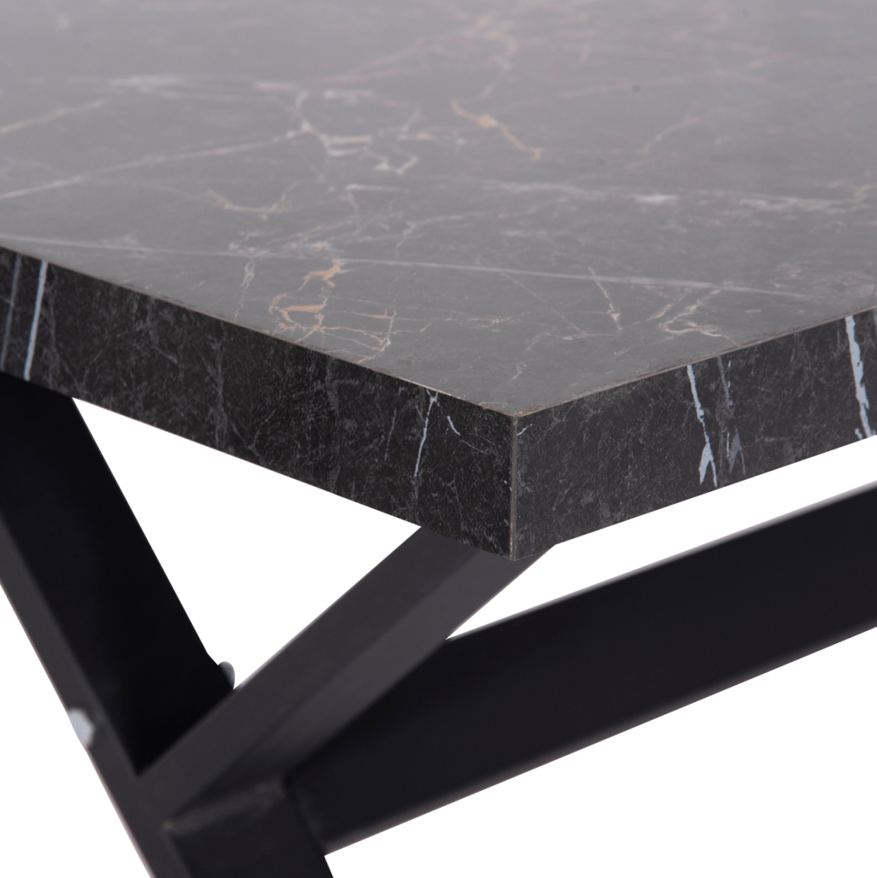 KITCHEN TABLE LANA HM18221.02 MELAMINE IN BLACK MARBLE LOOK-BLACK METAL LEGS 140x70x72.5Hcm. [7]