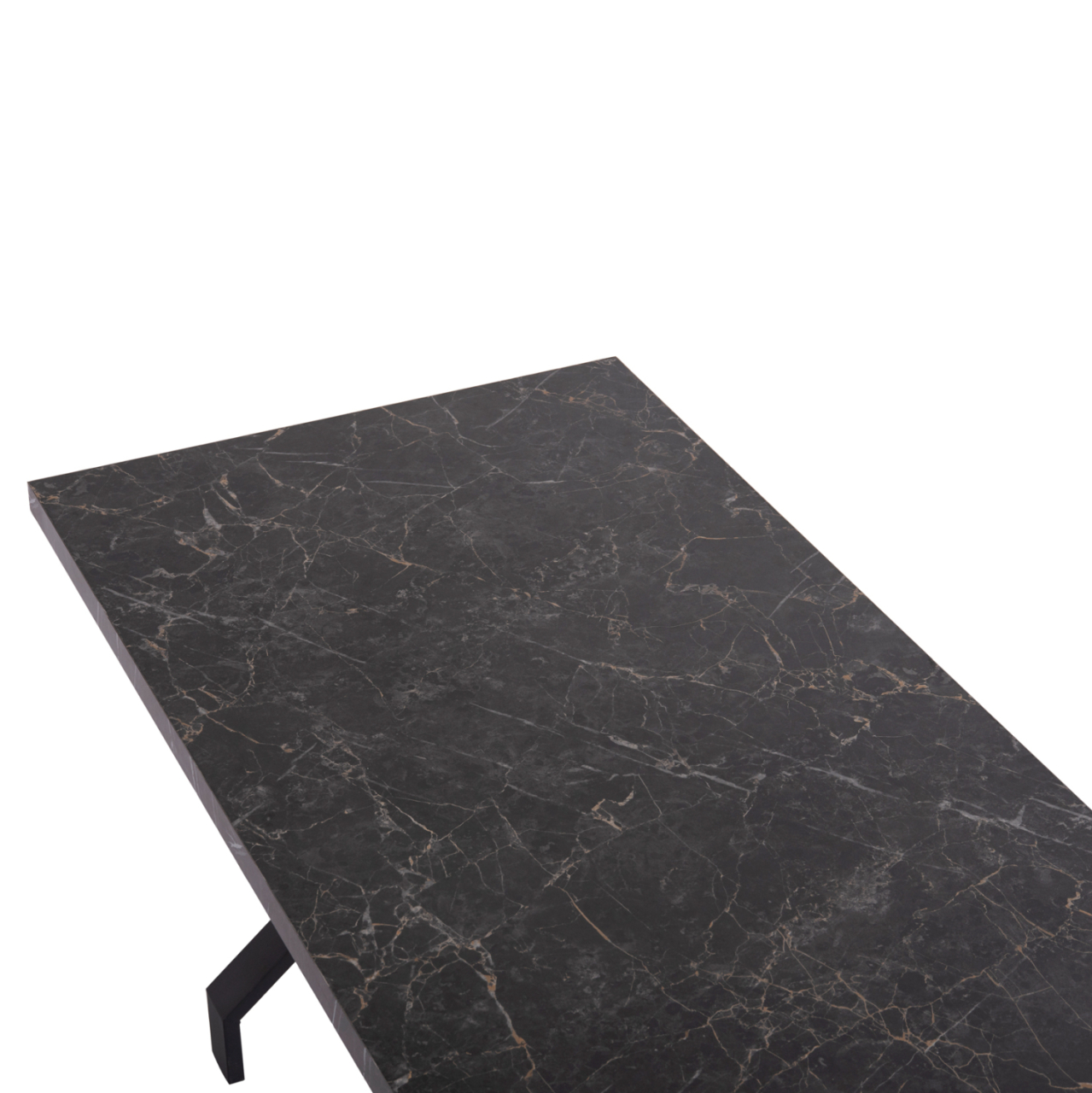 KITCHEN TABLE LANA HM18221.02 MELAMINE IN BLACK MARBLE LOOK-BLACK METAL LEGS 140x70x72.5Hcm. [6]