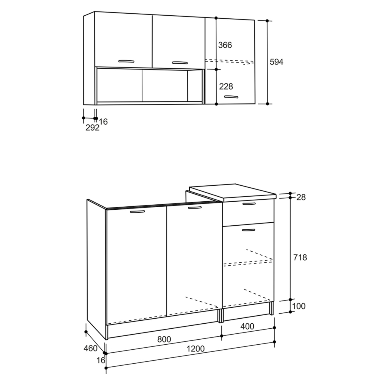 KITCHEN UNIT MELAMINE SONAMA-WHITE HM2440 46-29.2x120 cm. [2]