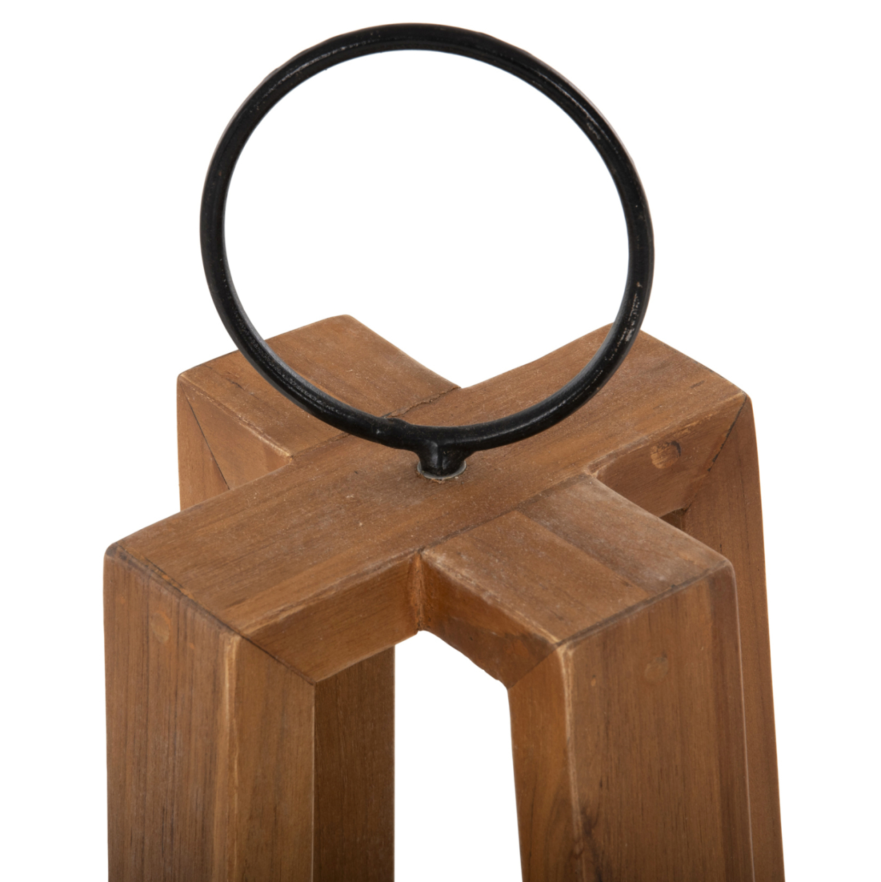 LANTERNS FOR CANDLES WITH RING HANDLES HM4276 TEAK WOOD IN NATURAL 24x24x50-61H cm. [8]