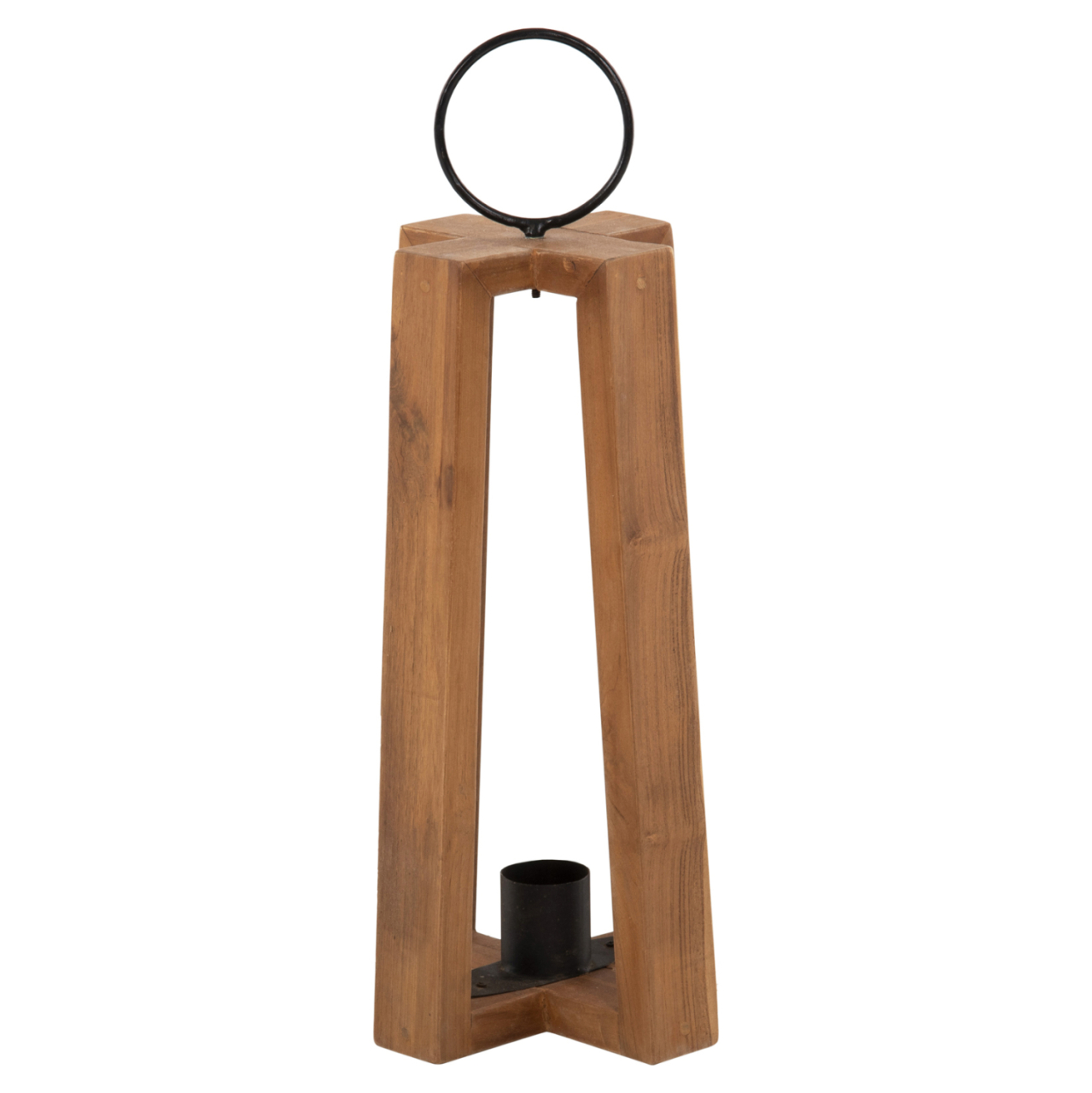 LANTERNS FOR CANDLES WITH RING HANDLES HM4276 TEAK WOOD IN NATURAL 24x24x50-61H cm. [6]