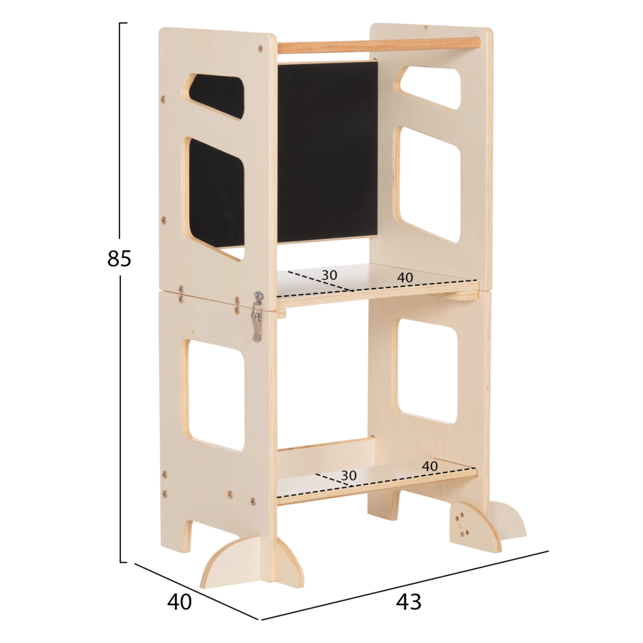 LEARNING TOWER WITH BLACKBOARD RICKI HM18344.01 PINE WOOD IN NATURAL 43x32x84Hcm [2]