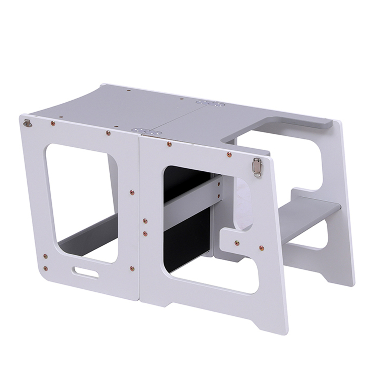 LEARNING TOWER WITH BLACKBOARD RICKI HM18345.03 PINE WOOD IN WHITE/GREY 37x40x84Hcm [6]
