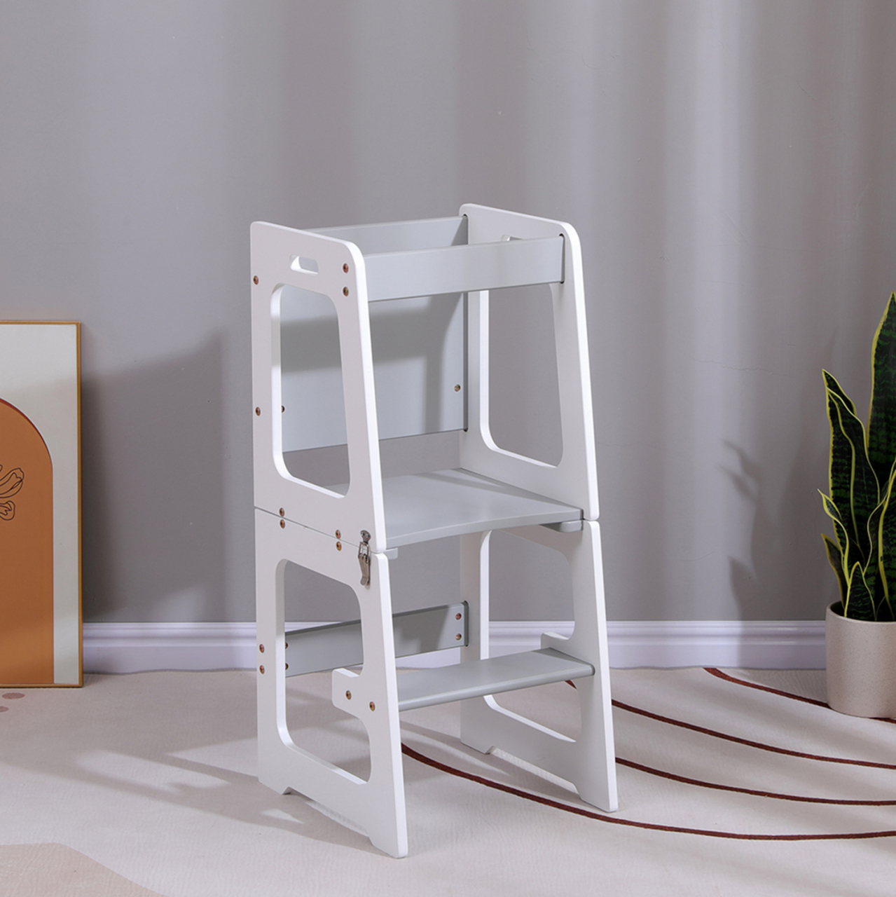 LEARNING TOWER WITH BLACKBOARD RICKI HM18345.03 PINE WOOD IN WHITE/GREY 37x40x84Hcm [2]