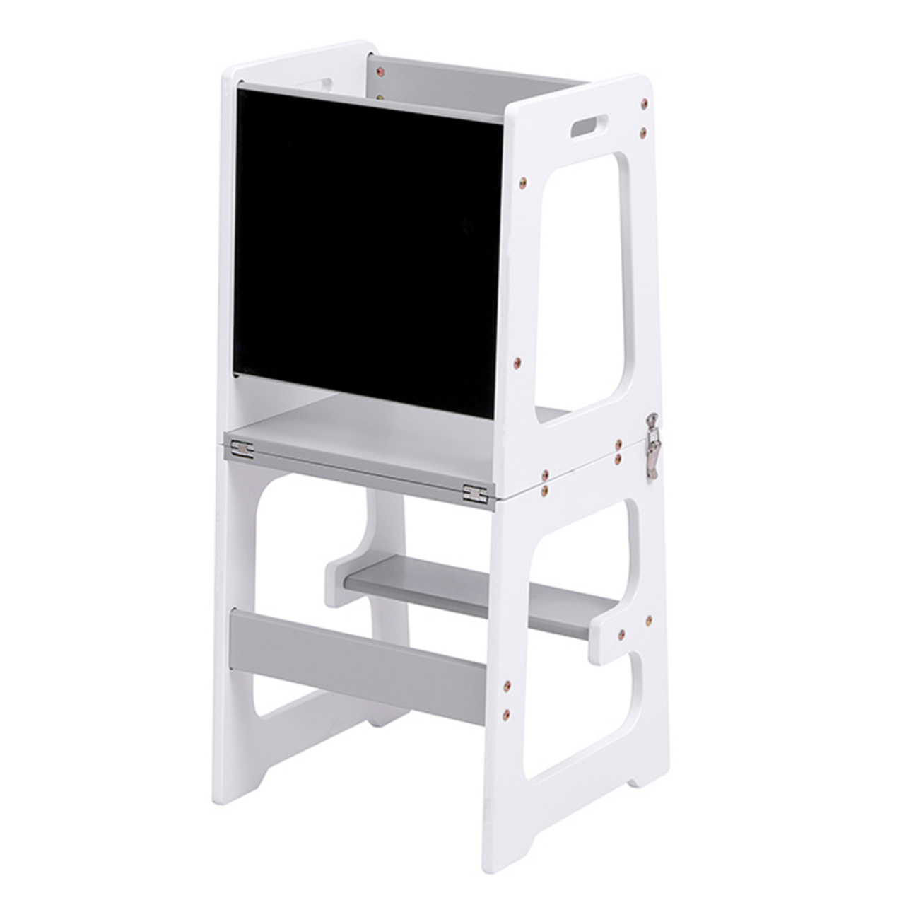 LEARNING TOWER WITH BLACKBOARD RICKI HM18345.03 PINE WOOD IN WHITE/GREY 37x40x84Hcm [5]