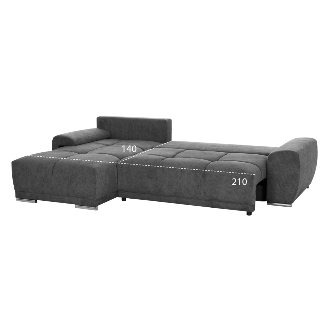 LEFT CORNER SOFABED COMFYRA HM3336.01L GREY FABRIC 270x181x75Hcm. [3]