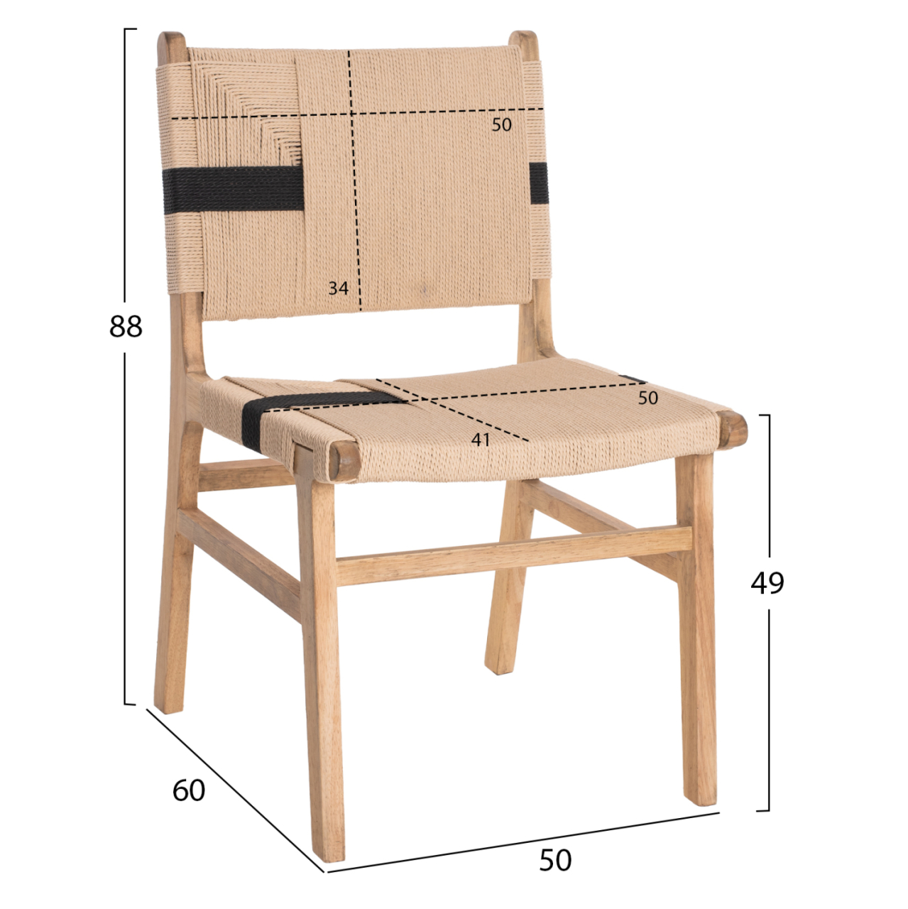 LEISURE CHAIR RUBBERWOOD AND ROPE IN NATURAL RUSTIC COLOR 50x60x88Hcm.HM9323.01 [2]