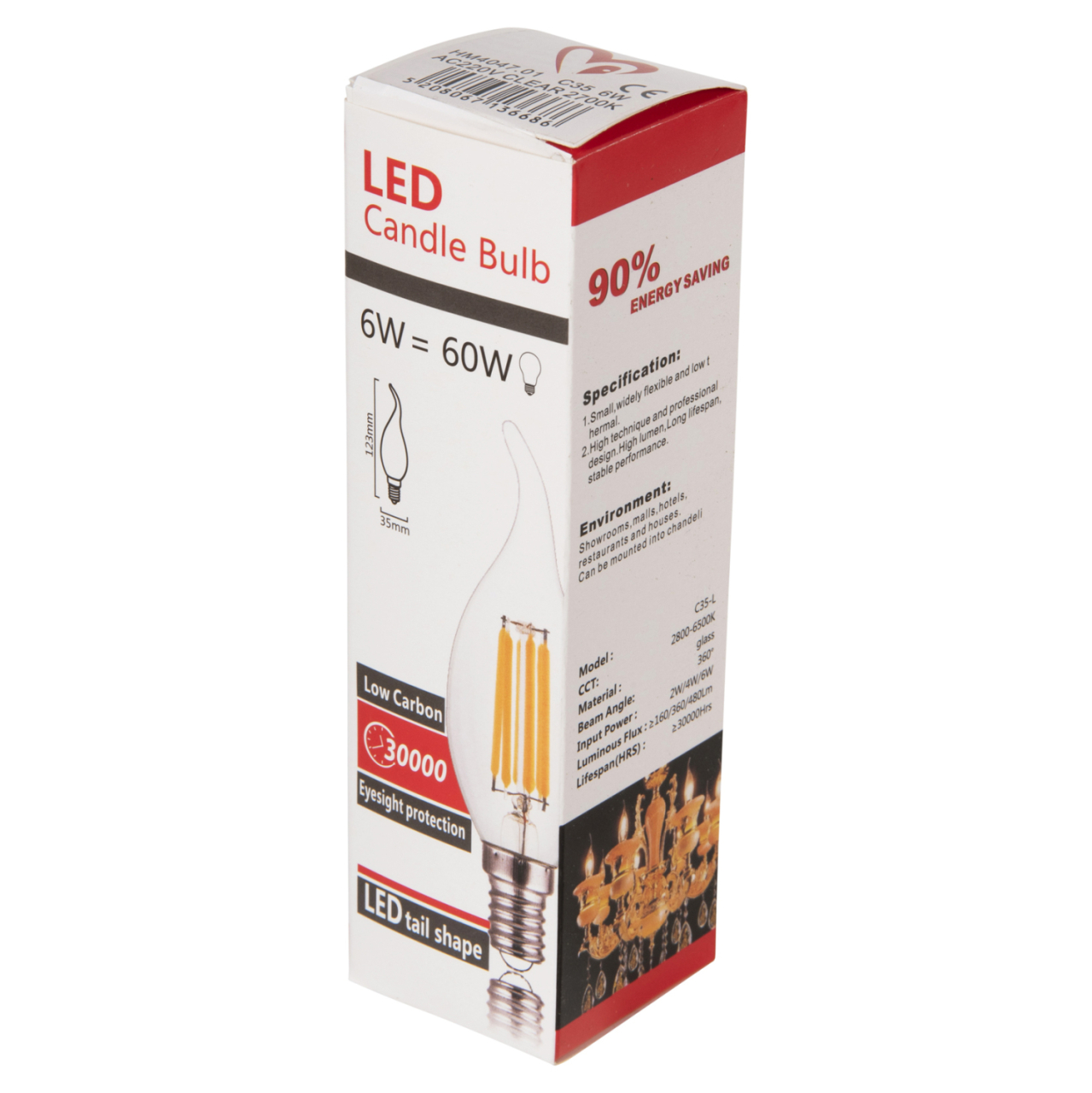 LIGHT BULB HM4047.01 FLAME STYLE LED FILAMENT 6W E14 3000K CLEAR DIMMABLE [5]