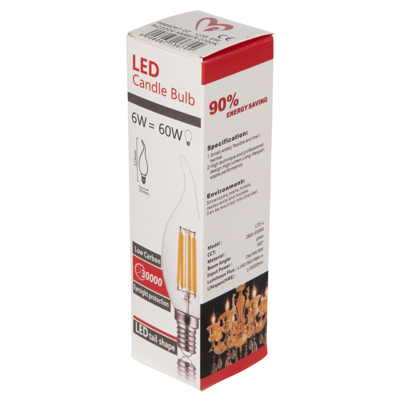 LIGHT BULB HM4047.02 FLAME STYLE LED FILAMENT 6W E14 3000K GOLD DIMMABLE [6]