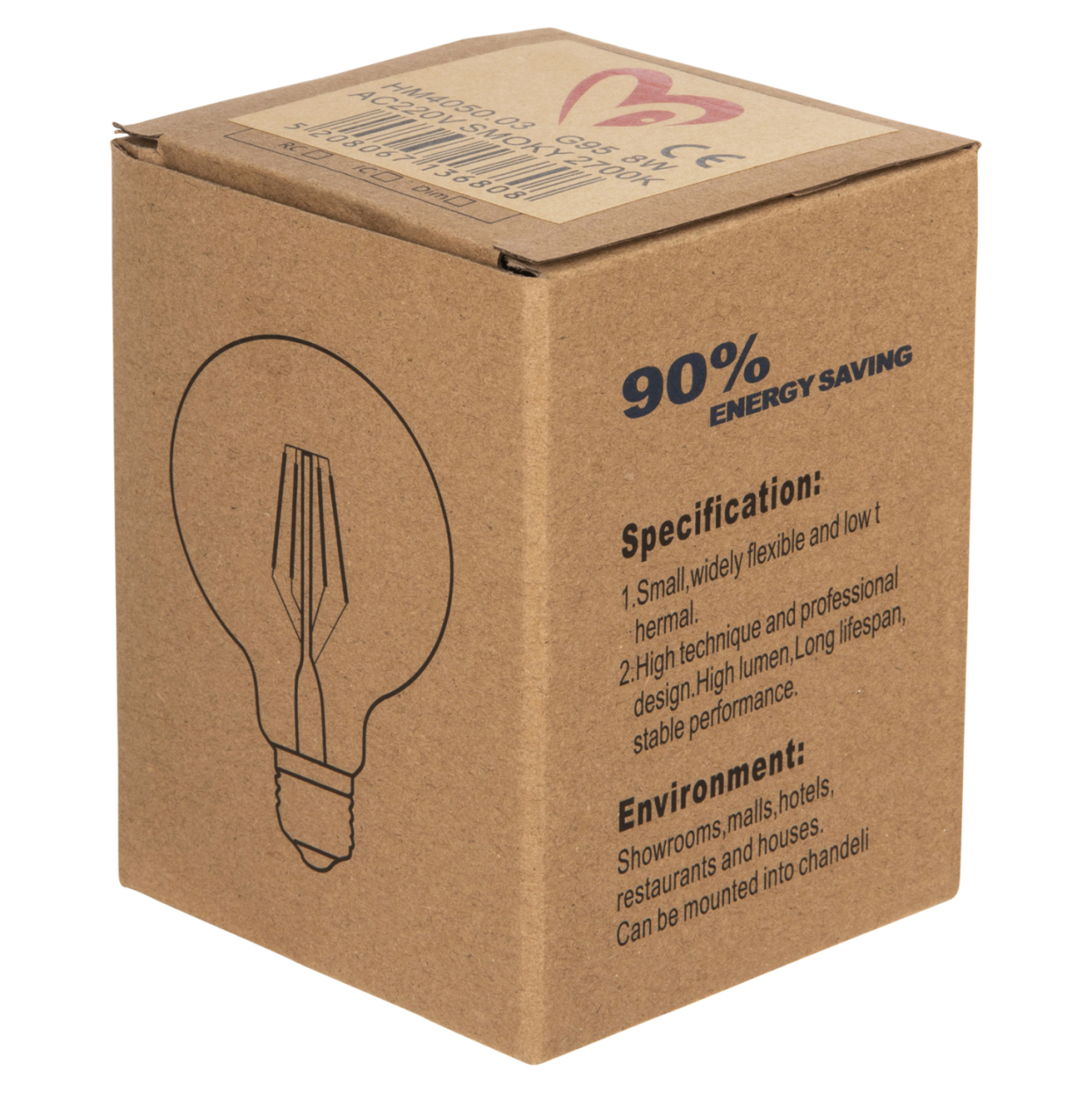 LIGHT BULB HM4050.03 GLOBO LED FILAMENT 8W E27 3000K SMOKE DIMMABLE [5]