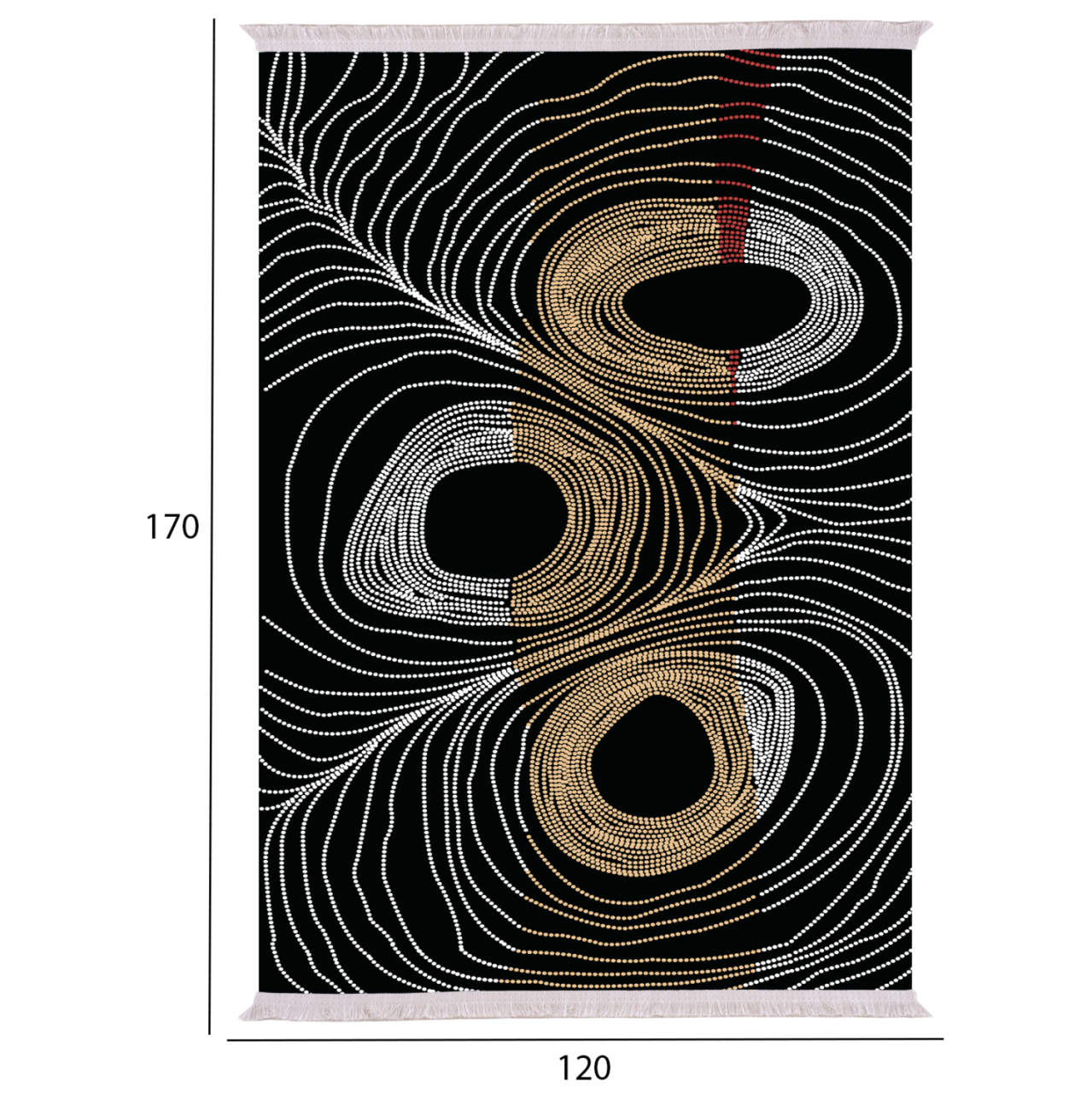 LIVING ROOM CARPET JOSIANE WITH FRINGES BLACK-GOLD-GREY 120X170εκ.HM7677.27 [2]