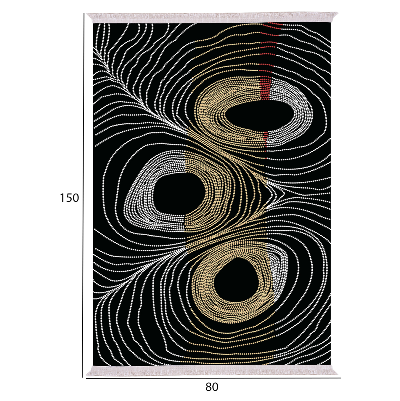 LIVING ROOM CARPET WITH FRINGES JOSIANE BLACK-GOLD-GREY 80X150cm. HM7676.27 [2]