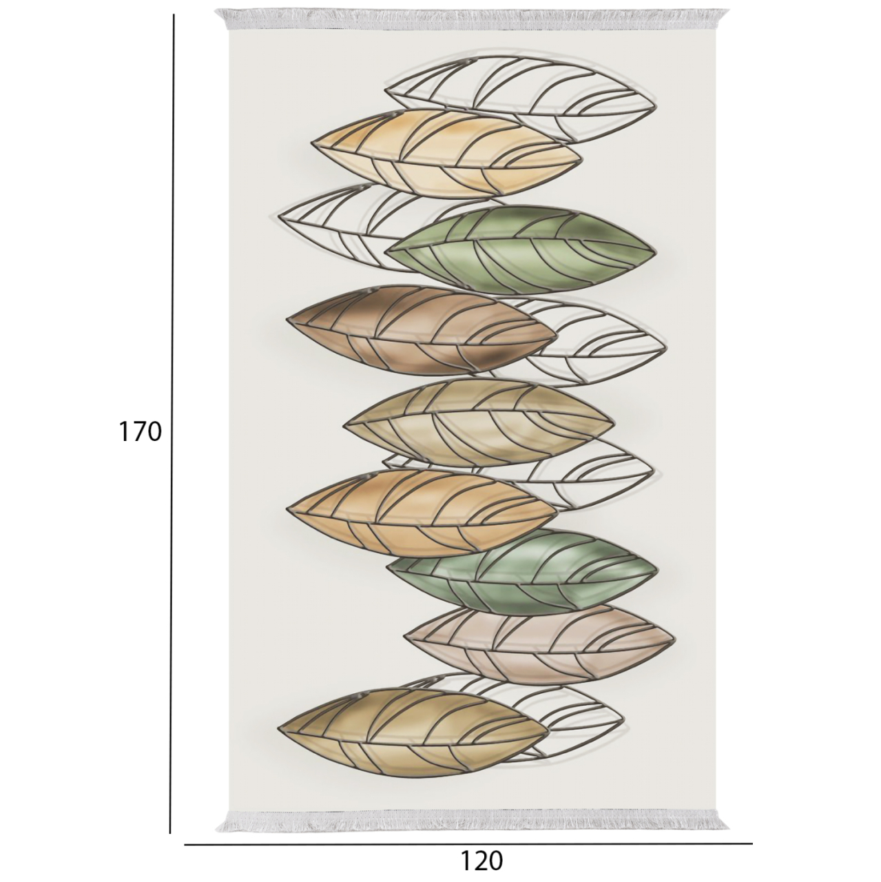 LIVING ROOM CARPET WITH FRINGES JOSIANE HM7677.36 LEAVES 120X170 [2]