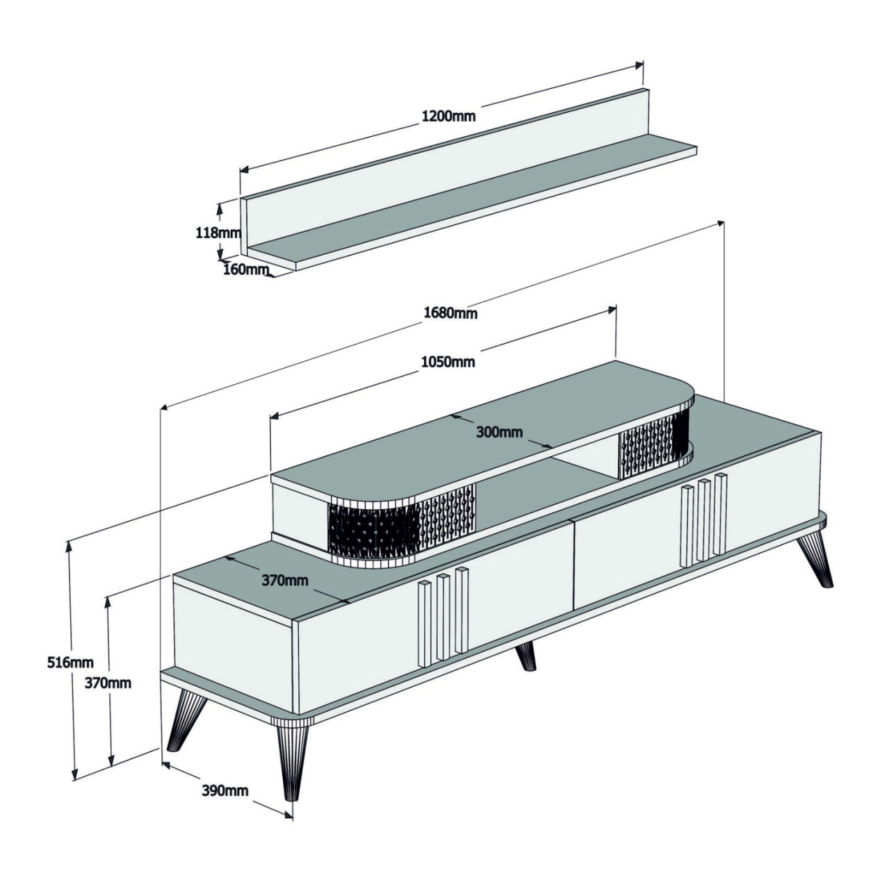 LIVING ROOM COMPOSITION HM11848.03 2PCS IN WHITE and WALNUT [3]