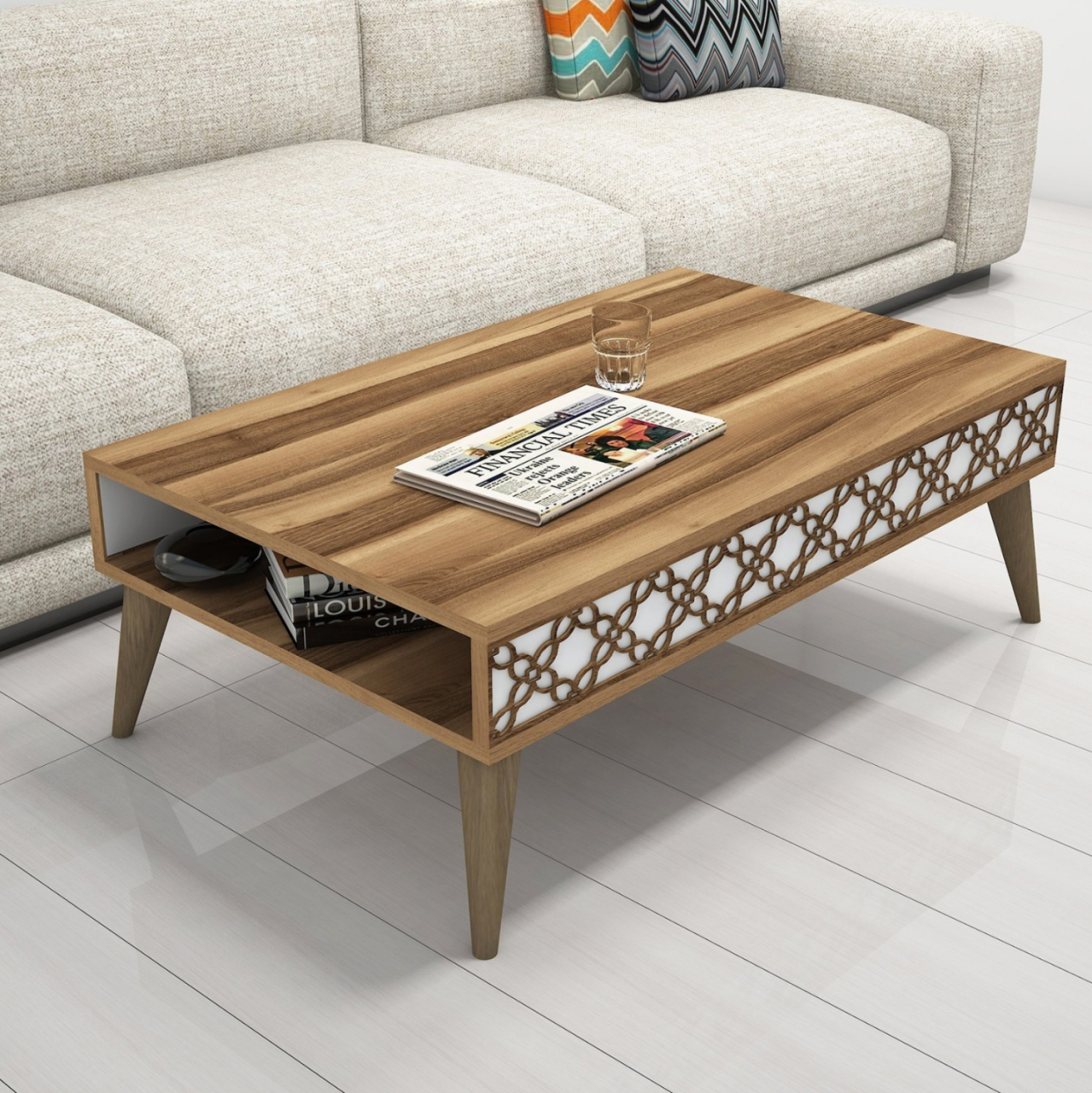 LIVING ROOM COMPOSITION HM11850.03 2PCS MELAMINE IN WALNUT-WHITE [7]