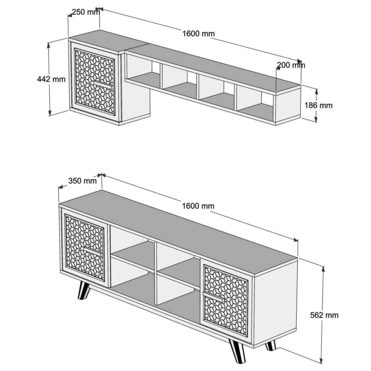 LIVING ROOM COMPOSITION HM11852.03 2PCS MELAMINE IN WALNUT-WHITE [3]