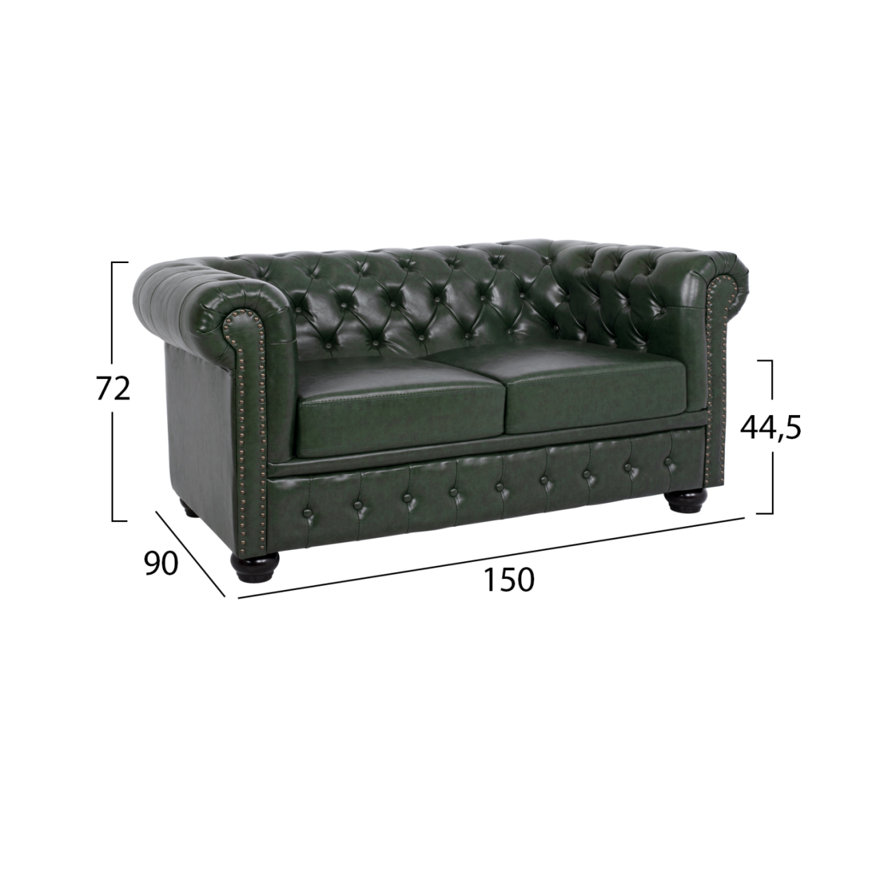 LIVING ROOM SET 3PCS MOBAR HM10912.08 PU LEATHER T.CHESTERFIELD--CYPRESS GREEN [3]