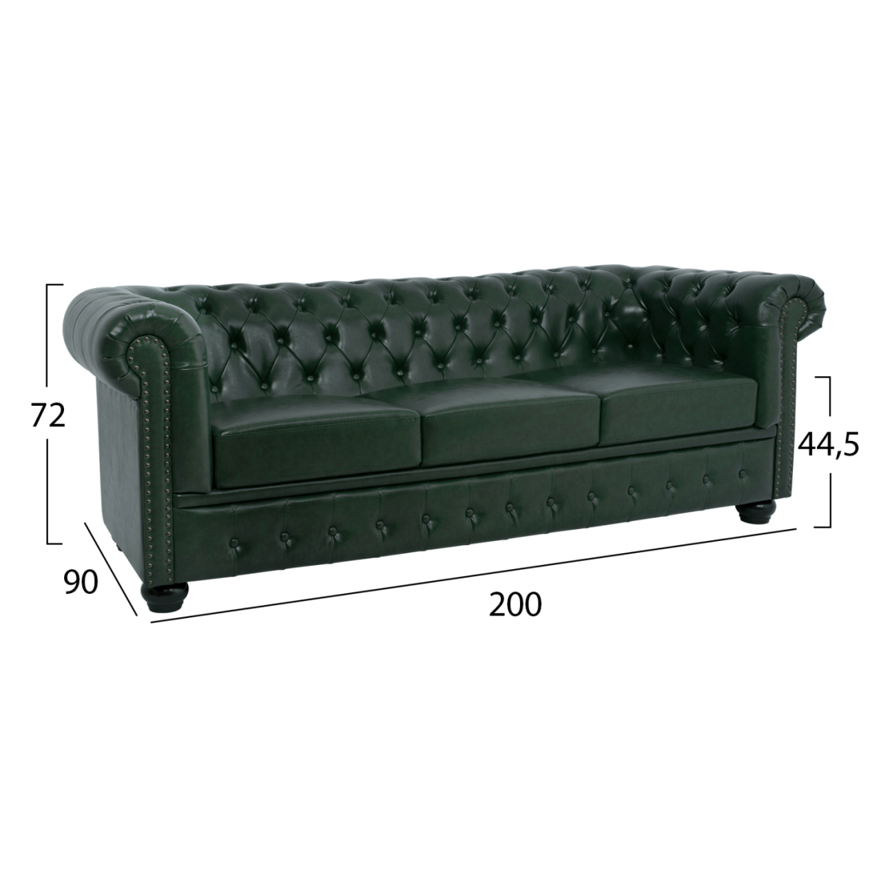 LIVING ROOM SET 3PCS MOBAR HM10912.08 PU LEATHER T.CHESTERFIELD--CYPRESS GREEN [2]