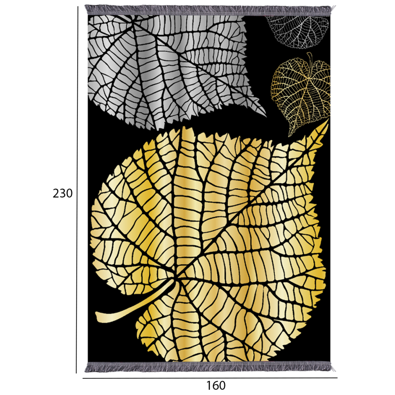 LIVING ROOM WITH FRINGES JOSIANE HM7675.39 LEAVES 160X230 [2]