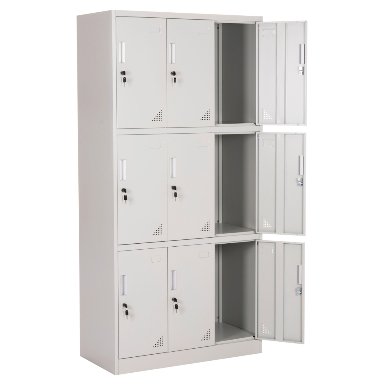 LOCKER METALLIC MALMOE HM5636.11 9 CABINETS WITH KEY LOCKS IN LIGHT GREY 90x45x185Hcm. [3]