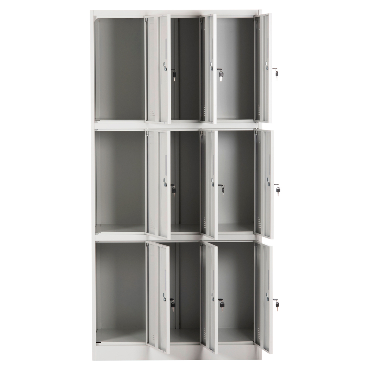 LOCKER METALLIC MALMOE HM5636.11 9 CABINETS WITH KEY LOCKS IN LIGHT GREY 90x45x185Hcm. [4]
