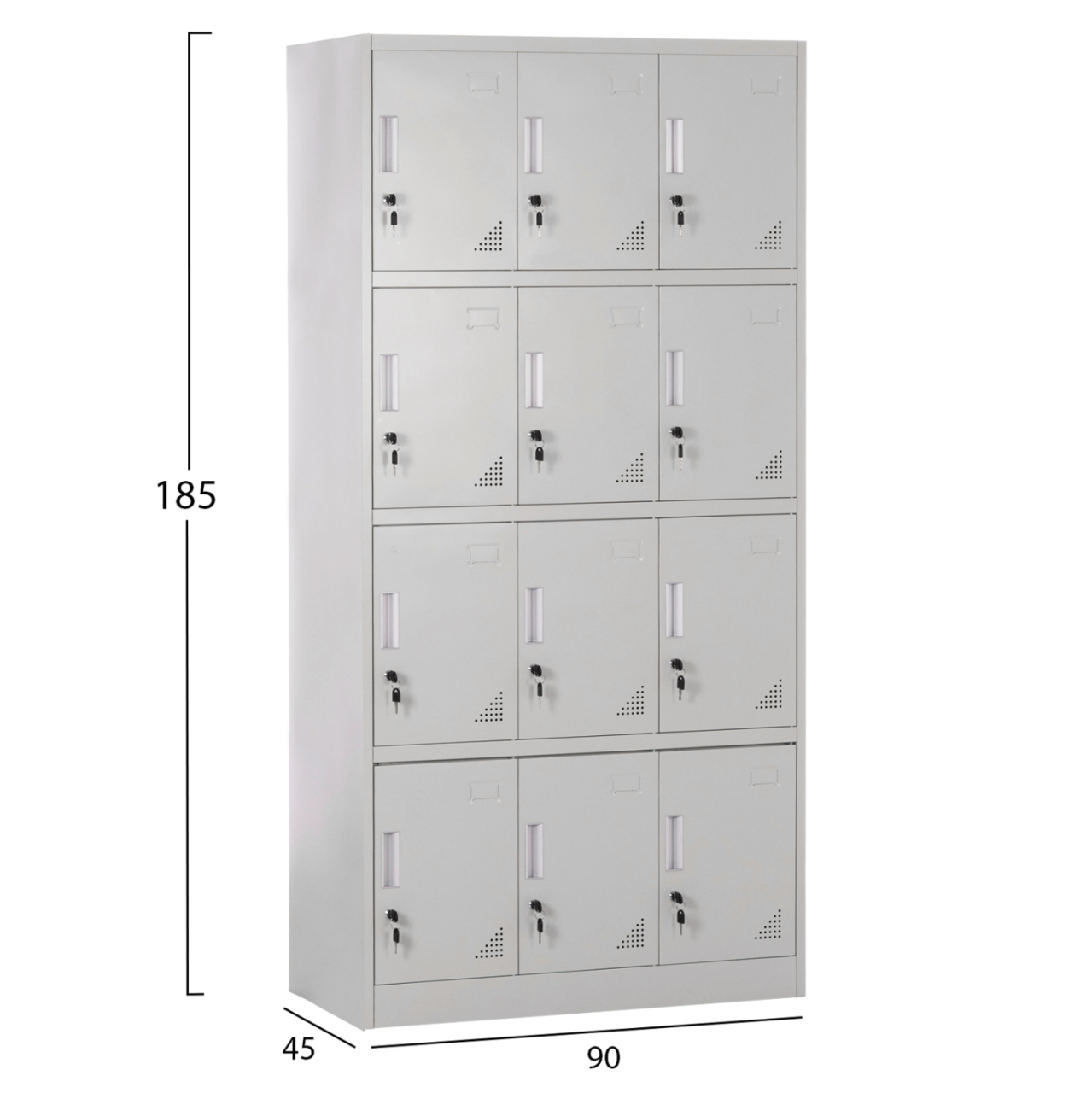 LOCKER METALLIC WITH 12 CABINETS WITH KEY LOCKS BEXLEY HM5637.11 LIGHT GREY 90x45x185Hcm. [2]