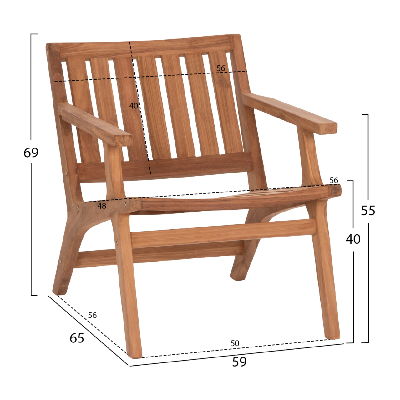 LOUNGE ARMCHAIR ARANIA HM6617 TEAK WOOD IN NATURAL 59x65x69Hcm. [2]