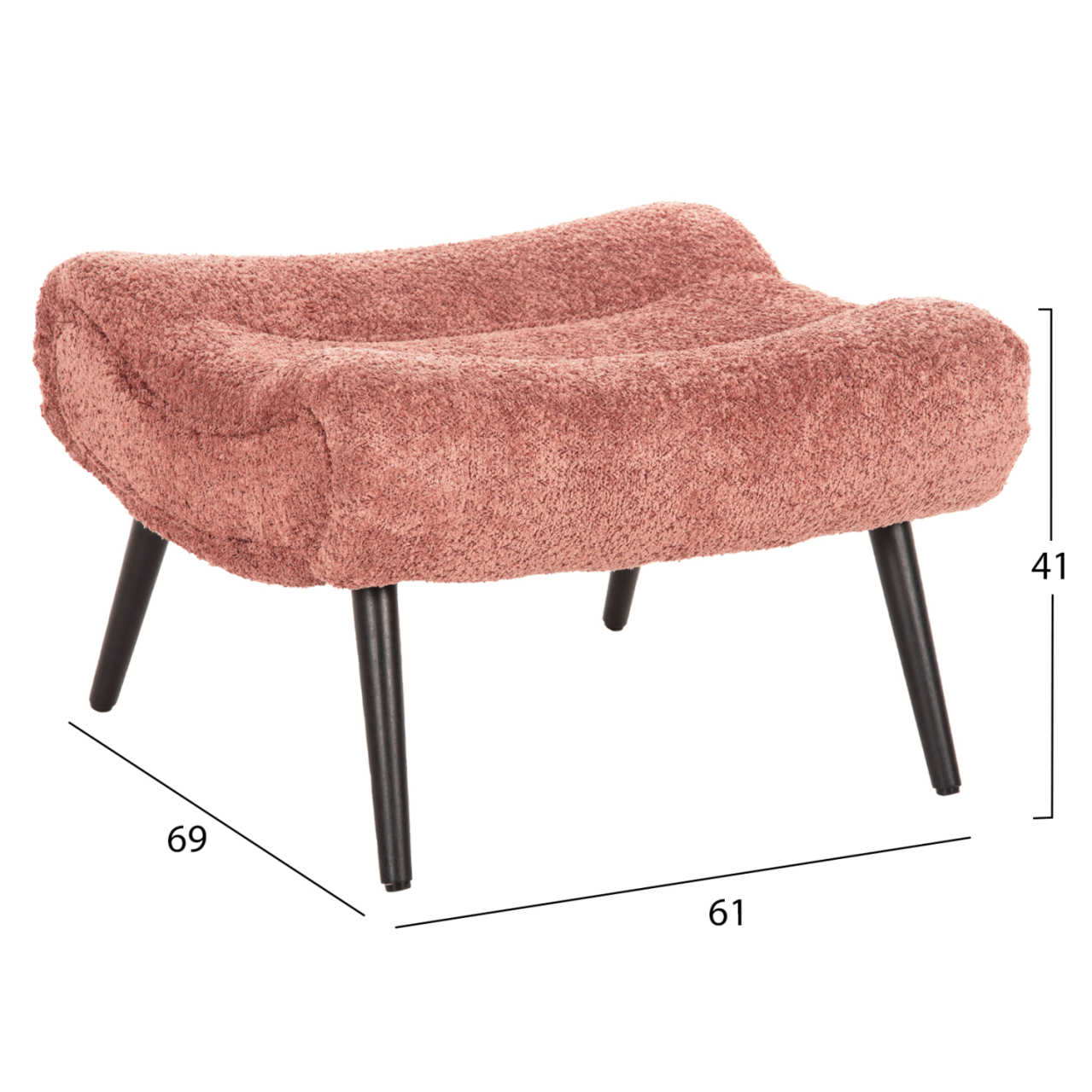 LOUNGE ARMCHAIR WITH FOOTREST BRYM HM10929.02 PINK BOUCLE FABRIC-BLACK LEGS 97x80x100Hcm. [3]