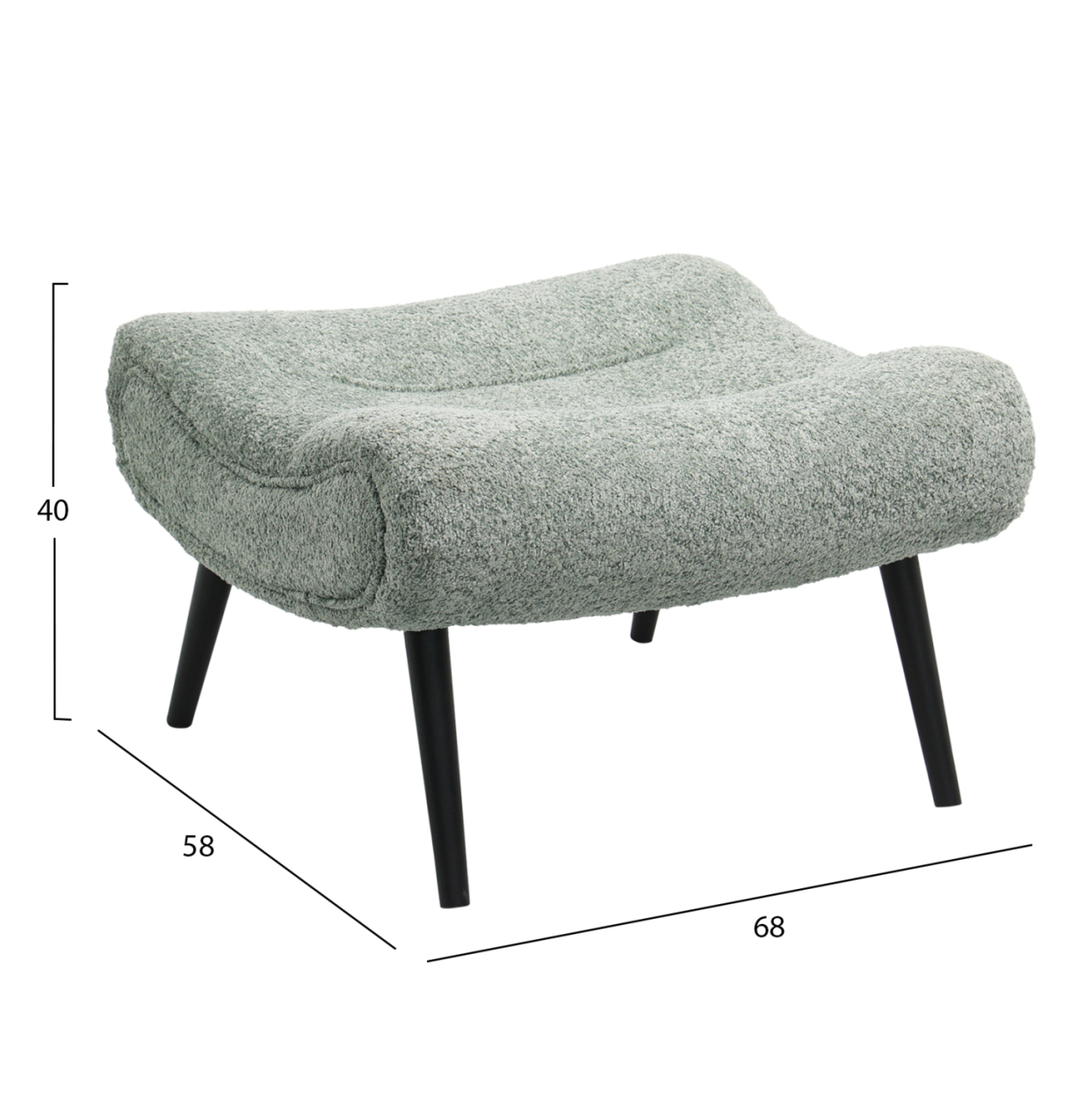 LOUNGE ARMCHAIR WITH FOOTREST BRYM HM10929.05 PISTACHIO GREEN BOUCLE FABRIC-BLACK LEGS 97x80x100Hcm. [3]