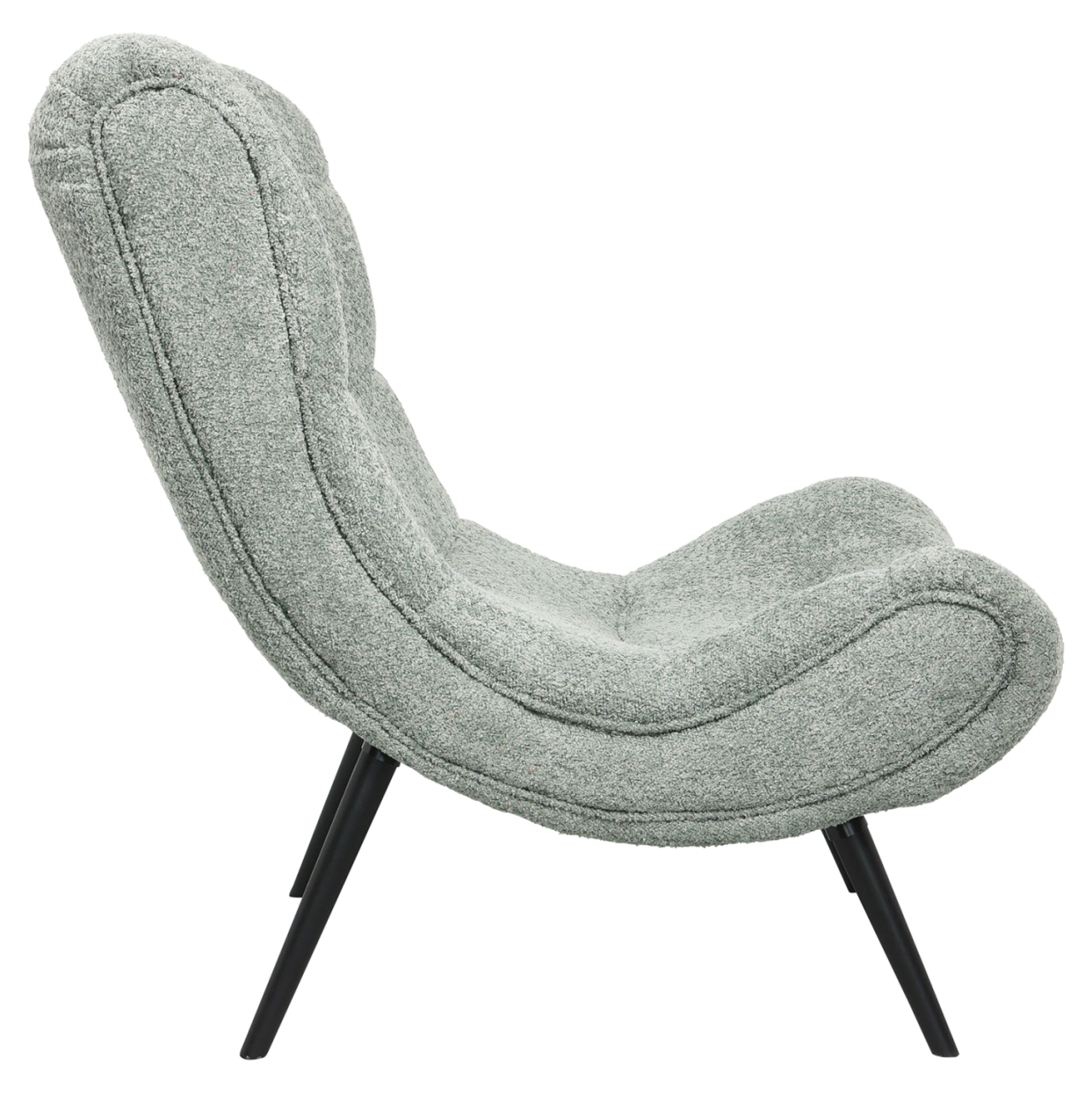 LOUNGE ARMCHAIR WITH FOOTREST BRYM HM10929.05 PISTACHIO GREEN BOUCLE FABRIC-BLACK LEGS 97x80x100Hcm. [6]