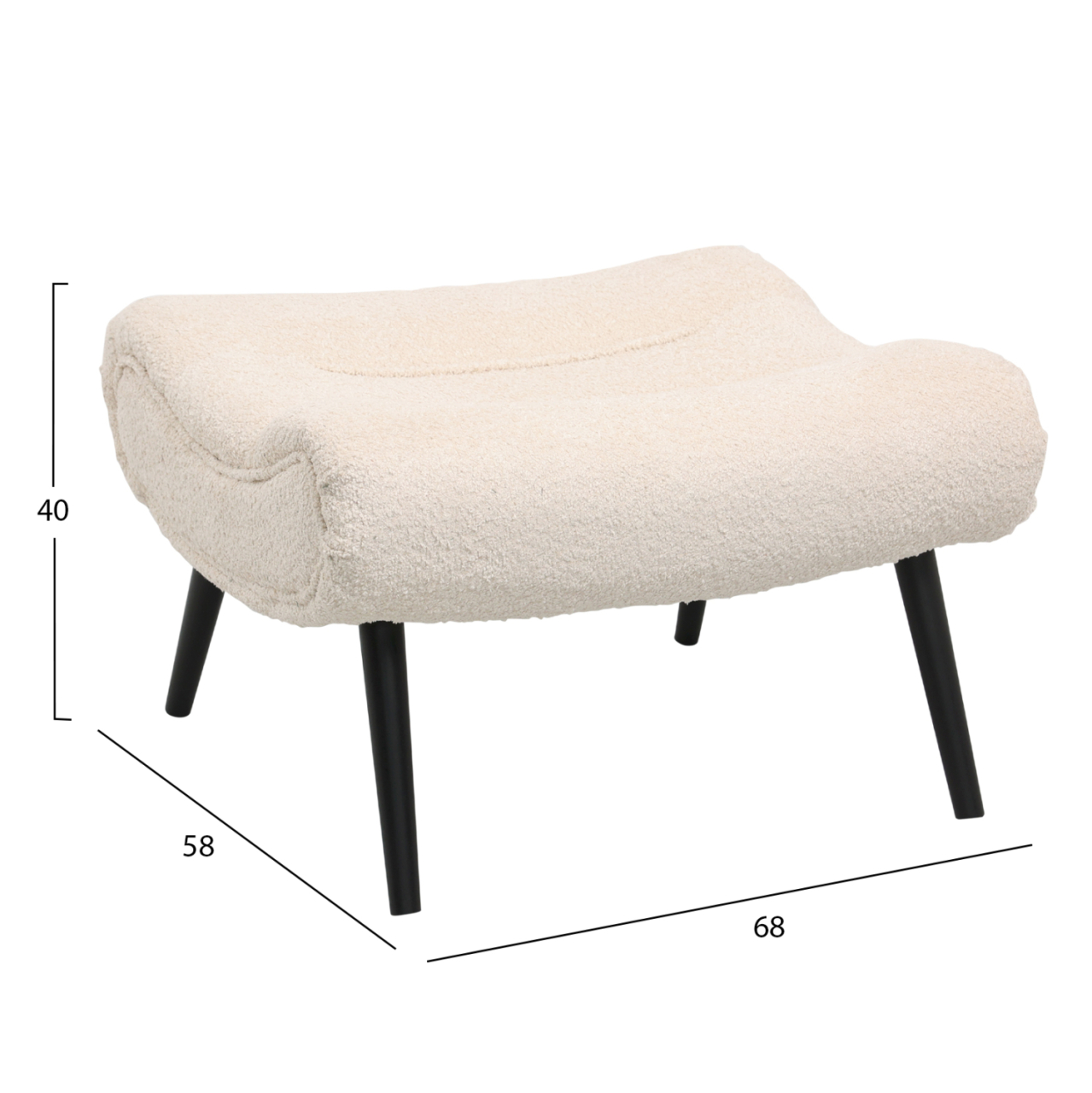 LOUNGE ARMCHAIR WITH FOOTREST BRYM HM10929.06 ECRU BOUCLE FABRIC-BLACK LEGS 97x80x100Hcm. [3]