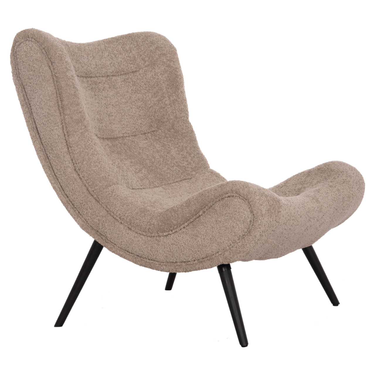 LOUNGE ARMCHAIR WITH FOOTREST BRYM HM10929.08 BROWNISH BEIGE BOUCLE-BLACK LEGS 80x95x95Hcm. [7]