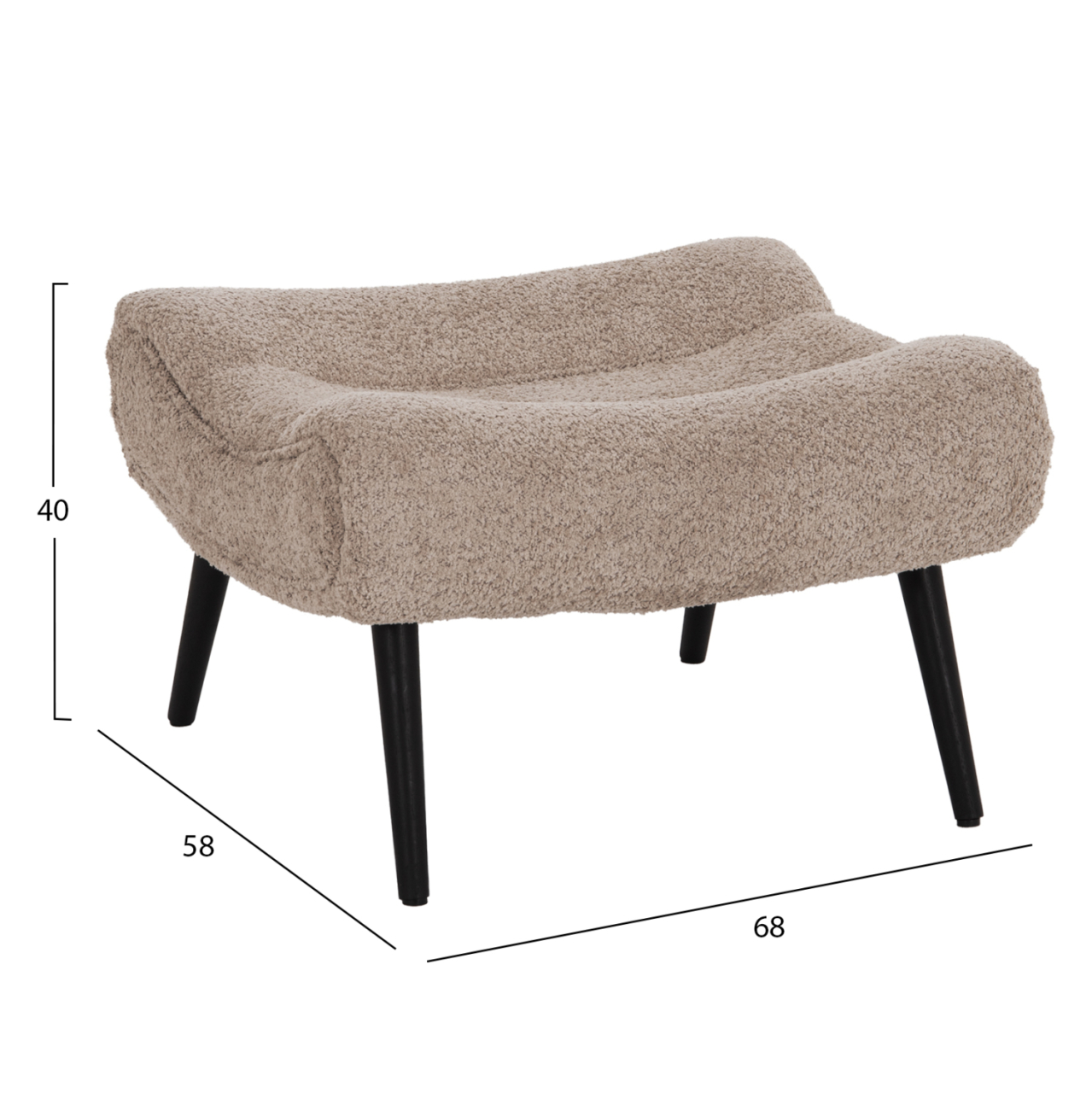 LOUNGE ARMCHAIR WITH FOOTREST BRYM HM10929.08 BROWNISH BEIGE BOUCLE-BLACK LEGS 80x95x95Hcm. [3]