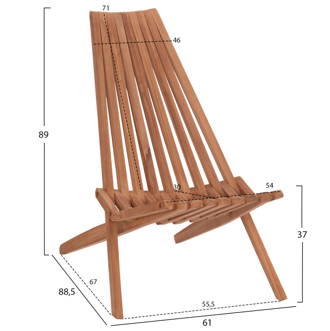 LOUNGE CHAIR FOLDABLE SHIGAO HM18112 TEAK WOOD--NATURAL COLOR 61x88.5x89Hcm. [2]