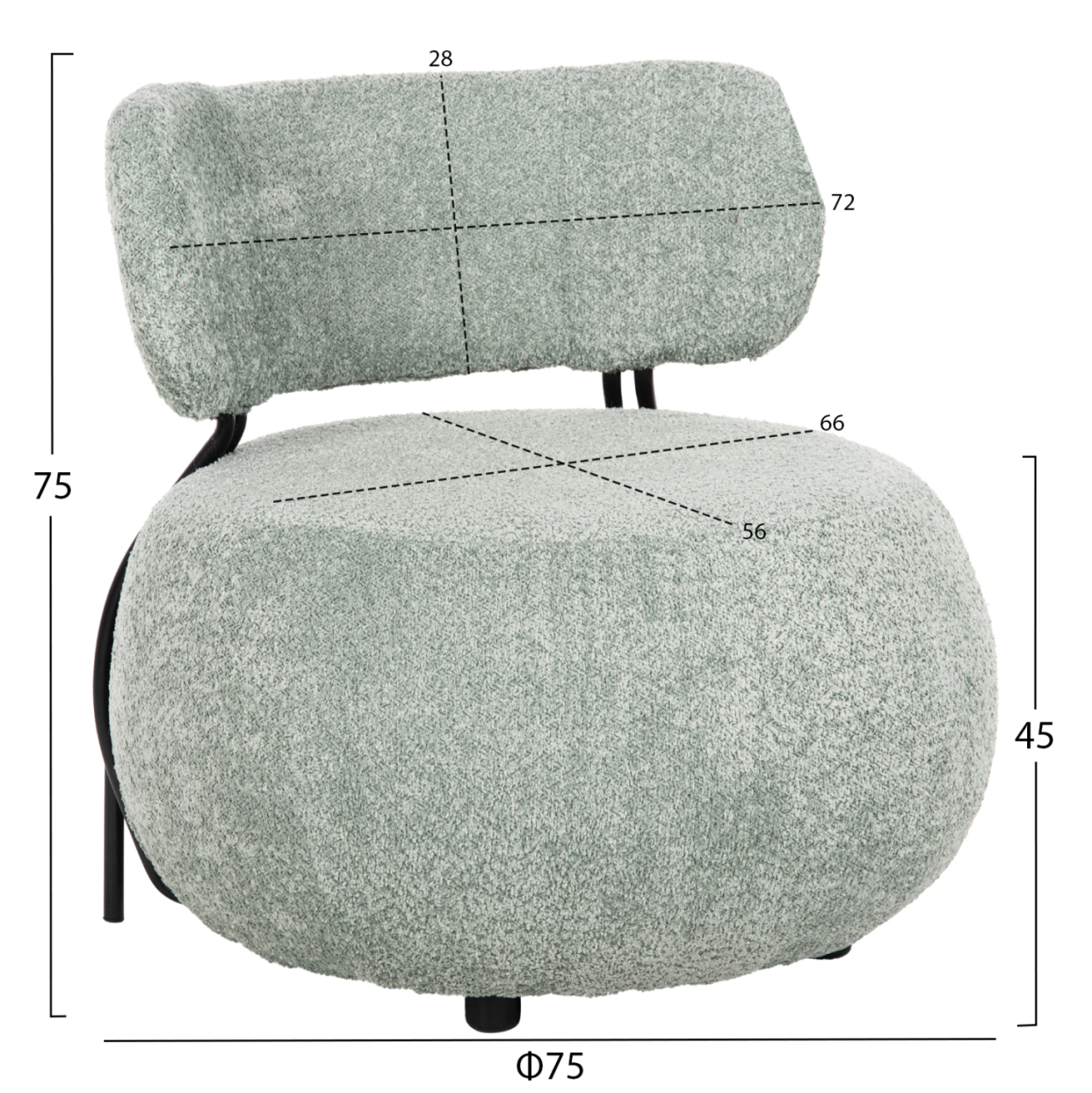 LOUNGE CHAIR ROUND KARSEN HM9598.05 PISTACHIO GREEN BOUCLE FABRIC 75x75x75Hcm. [2]