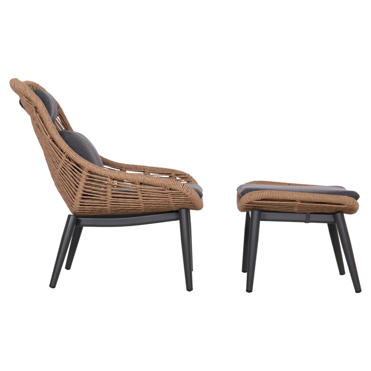 LOUNGE CHAIR WITH FOOTREST REMVAZZO HM6561.01 ALUMINUM IN GREY--WICKER 90x85x96Hcm. [4]