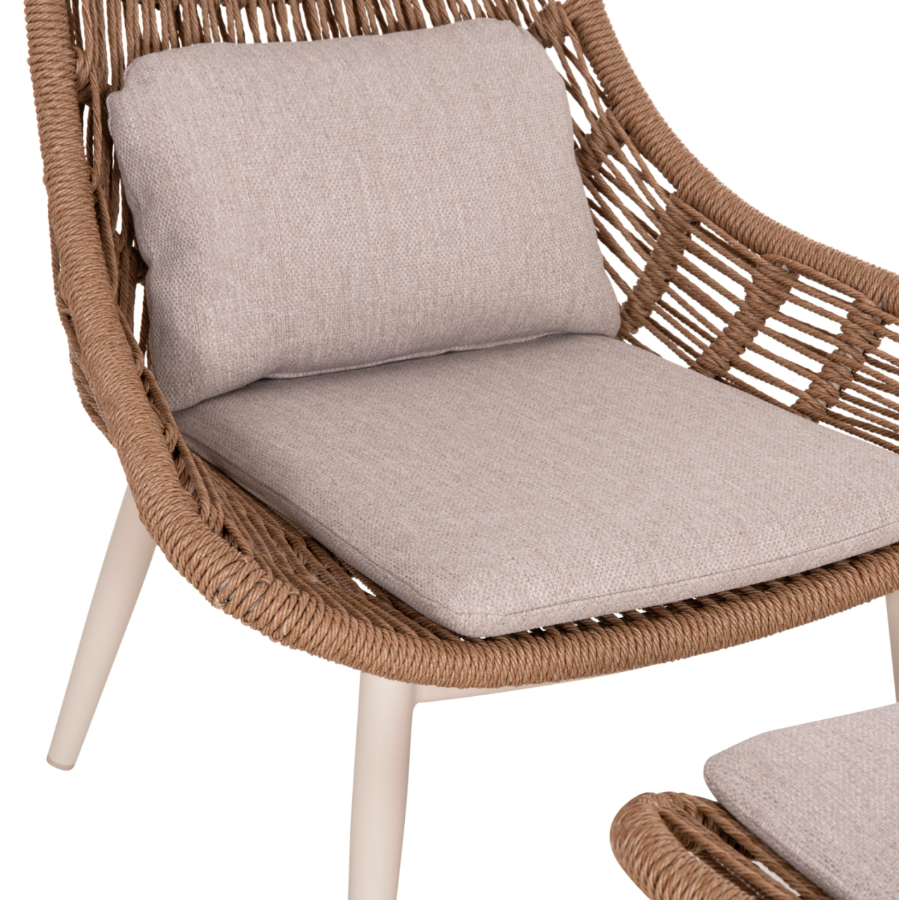 LOUNGE CHAIR WITH FOOTREST REMVAZZO HM6561.02 ALUMINUM IN BEIGE--WICKER 90x85x96Hcm. [8]