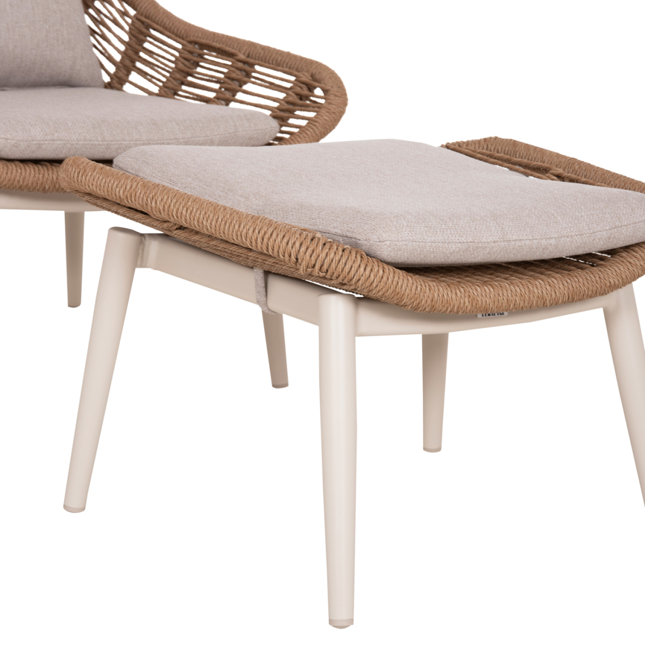LOUNGE CHAIR WITH FOOTREST REMVAZZO HM6561.02 ALUMINUM IN BEIGE--WICKER 90x85x96Hcm. [9]