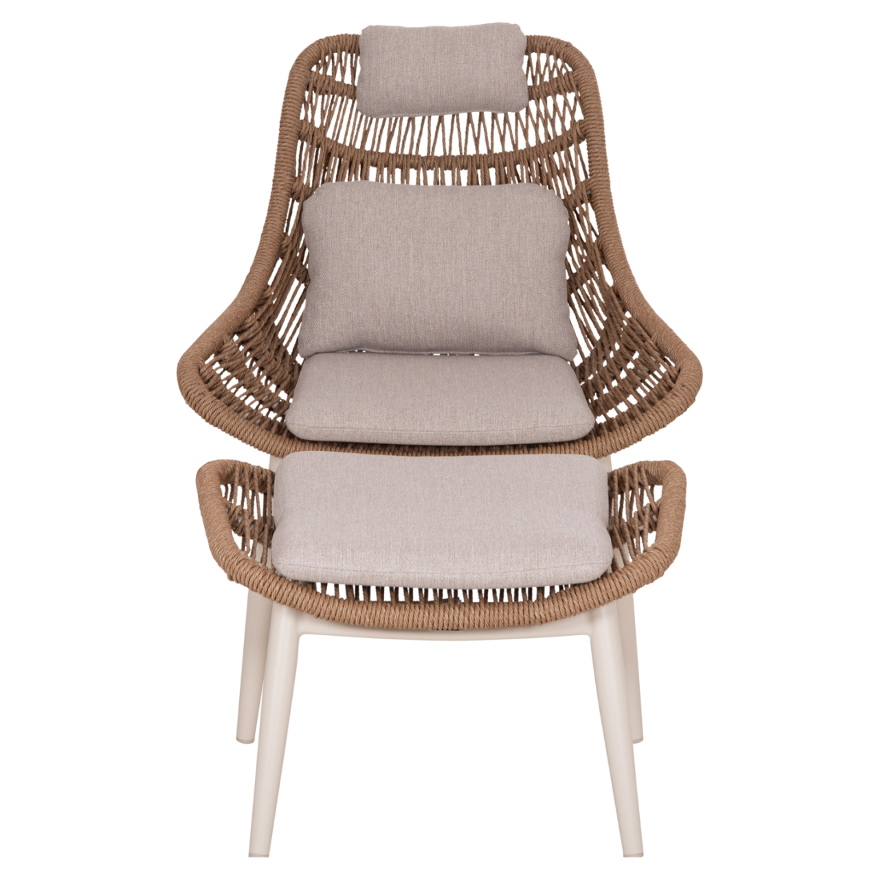 LOUNGE CHAIR WITH FOOTREST REMVAZZO HM6561.02 ALUMINUM IN BEIGE--WICKER 90x85x96Hcm. [3]