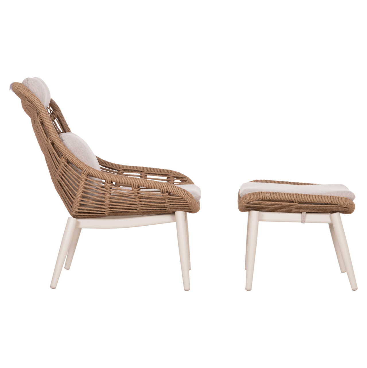 LOUNGE CHAIR WITH FOOTREST REMVAZZO HM6561.02 ALUMINUM IN BEIGE--WICKER 90x85x96Hcm. [4]