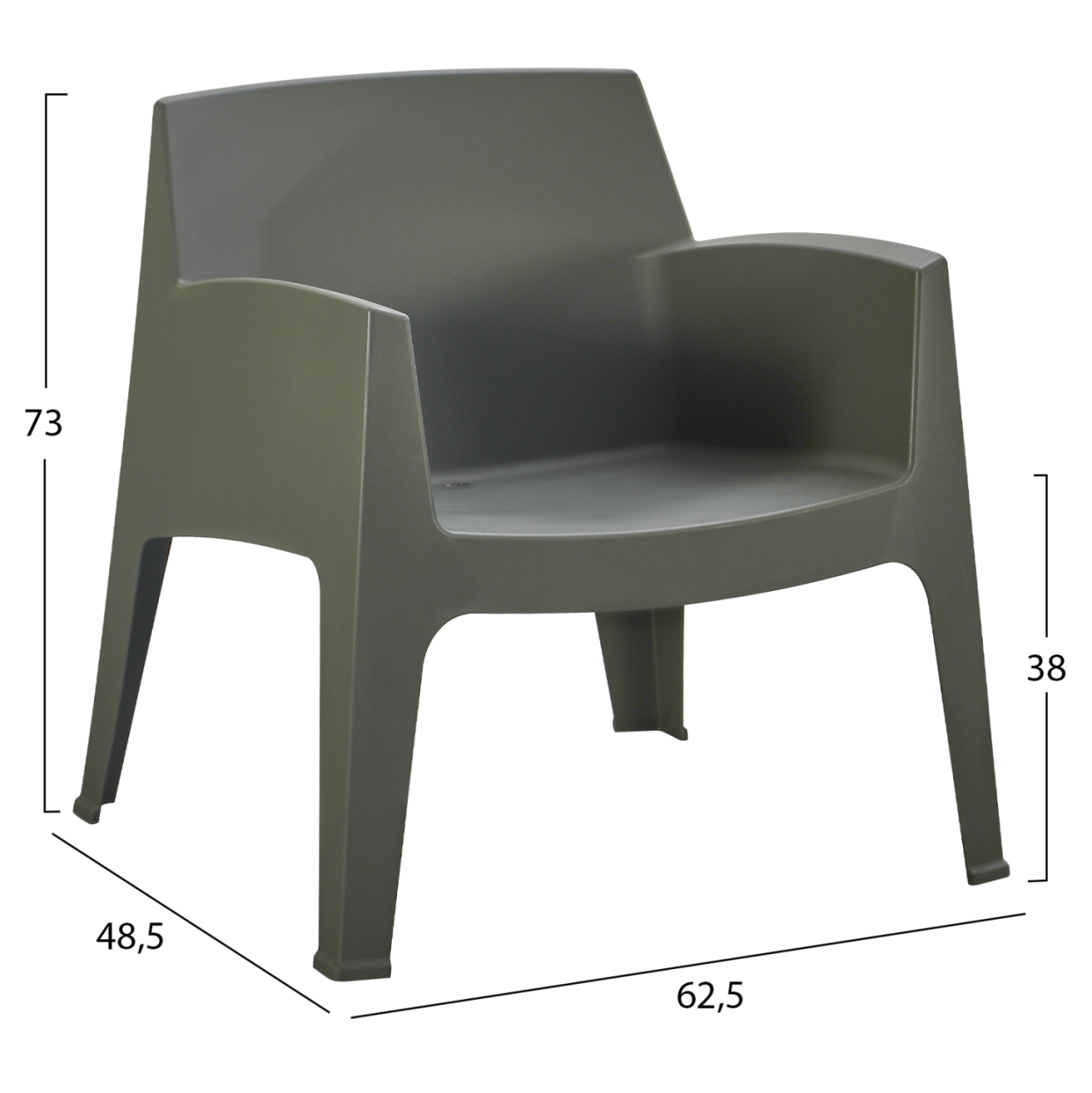 LOUNGE SET 3PCS SLEEK HM21274.05 DARK OLIVE GREEN POLYPROPYLENE [3]