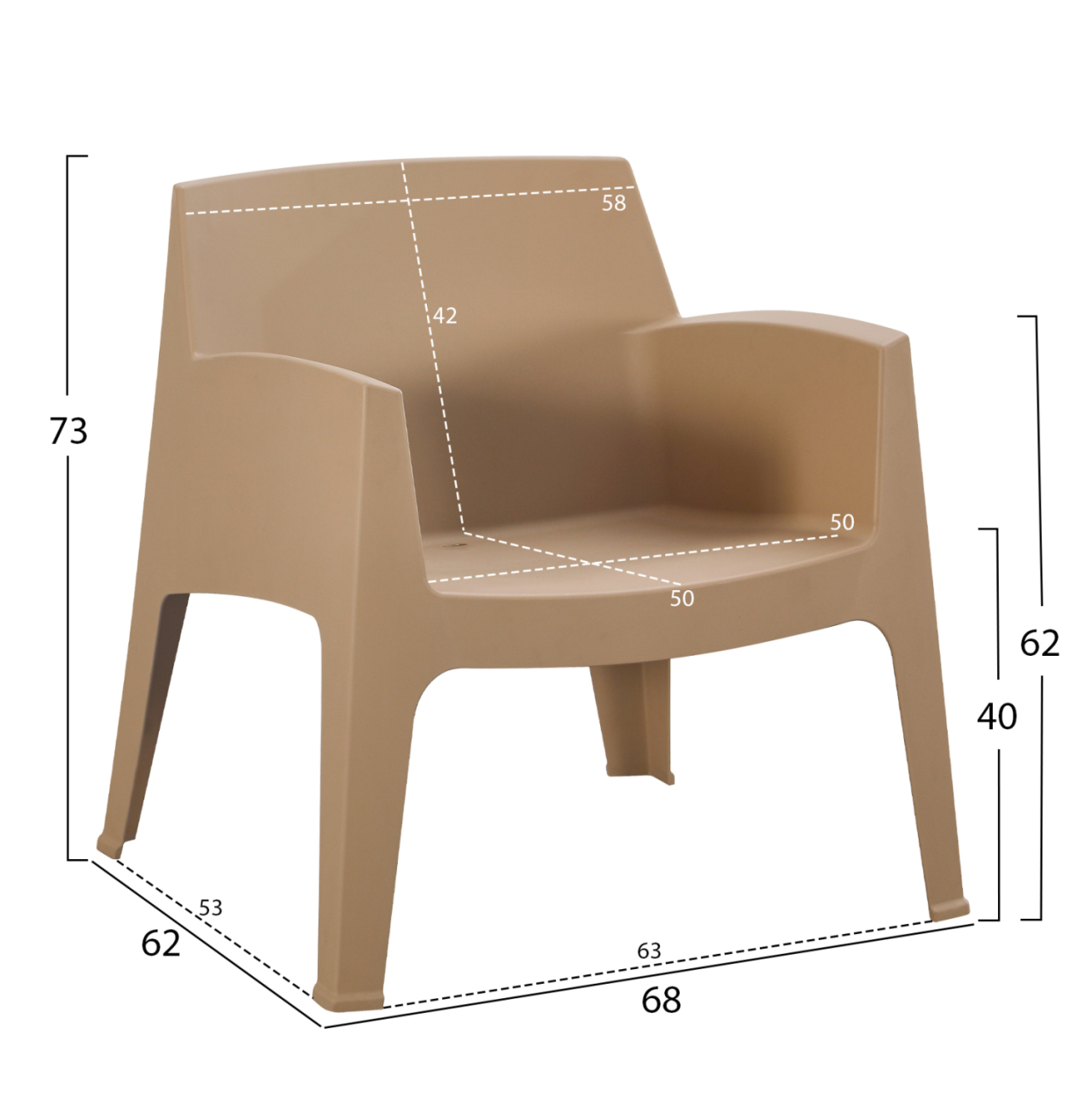 LOUNGE SET 4PCS SLEEK HM21275.03 POLYPROPYLENE IN CAPPUCCINO [3]