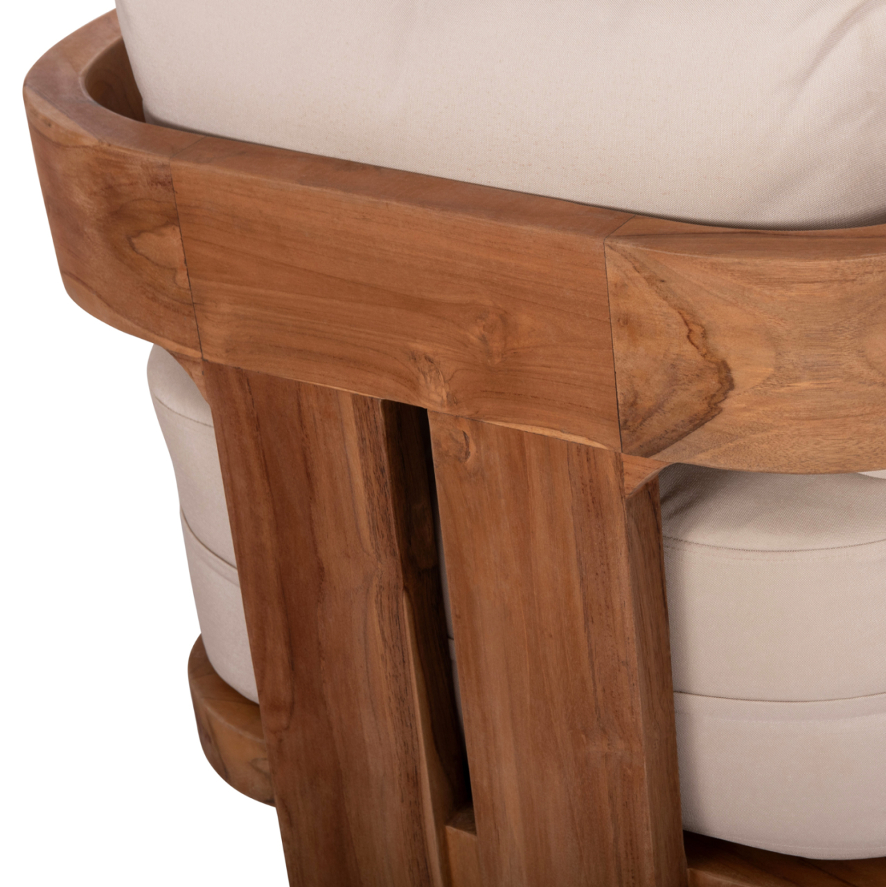 LOUNGE SET KIOTO HM10960 COFFEE TABLE and 2 LOUNGE ARMCHAIRS--TEAK WOOD-BEIGE CUSHIONS [5]