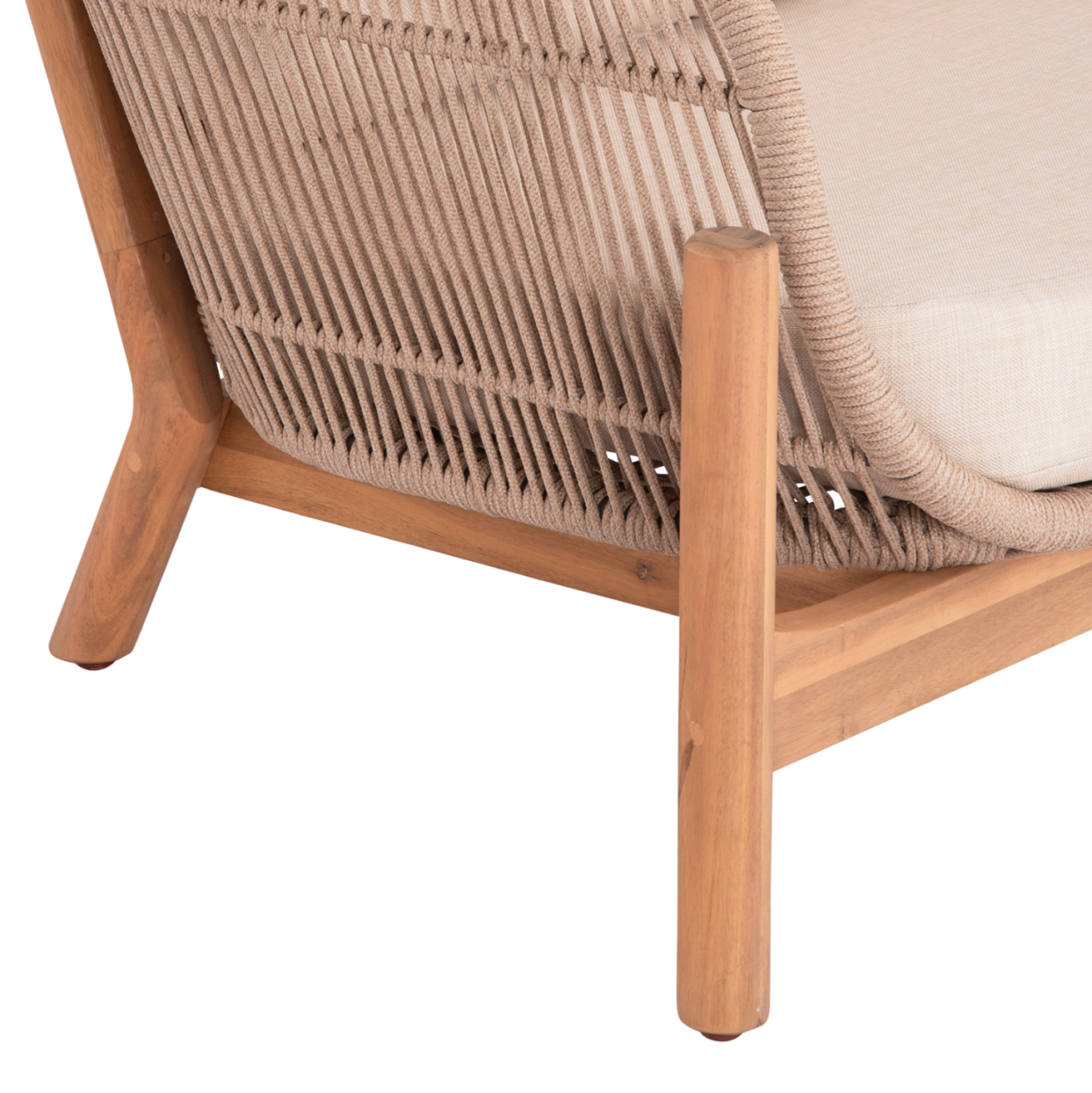 LOUNGE SET SANJI HM21214 COFFEE TABLE and 2 LOUNGE ARMCHAIRS--ACACIA WOOD-ALUMINUM FRAME-ROPE [5]
