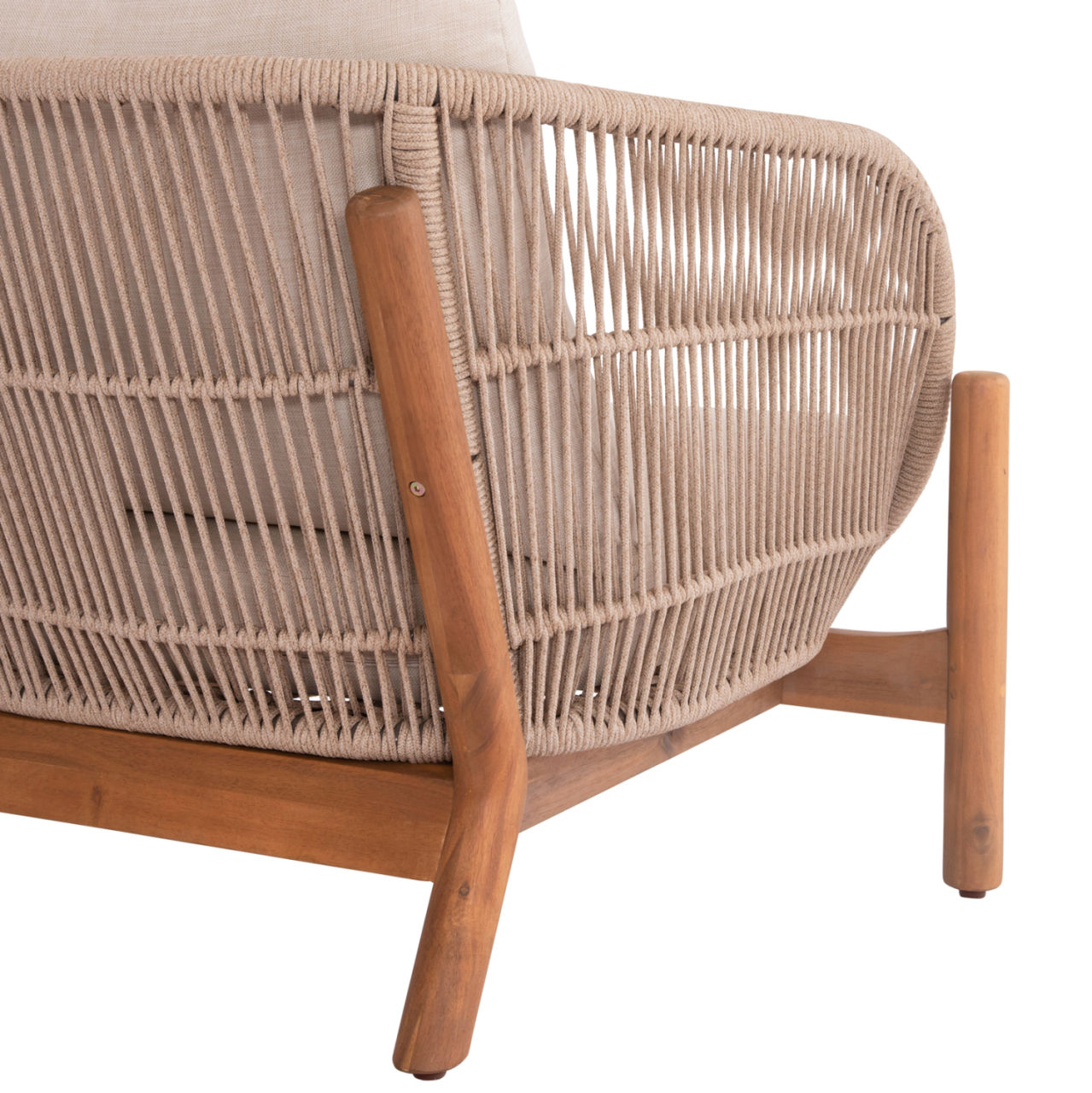 LOUNGE SET SANJI HM21214 COFFEE TABLE and 2 LOUNGE ARMCHAIRS--ACACIA WOOD-ALUMINUM FRAME-ROPE [7]