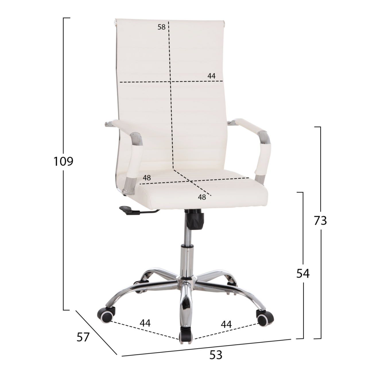 MANAGER'S OFFICE CHAIR BOSS HM1059.32 WHITE PU-CHROMED METAL FRAME AND BASE 53x57x109Hcm. [2]